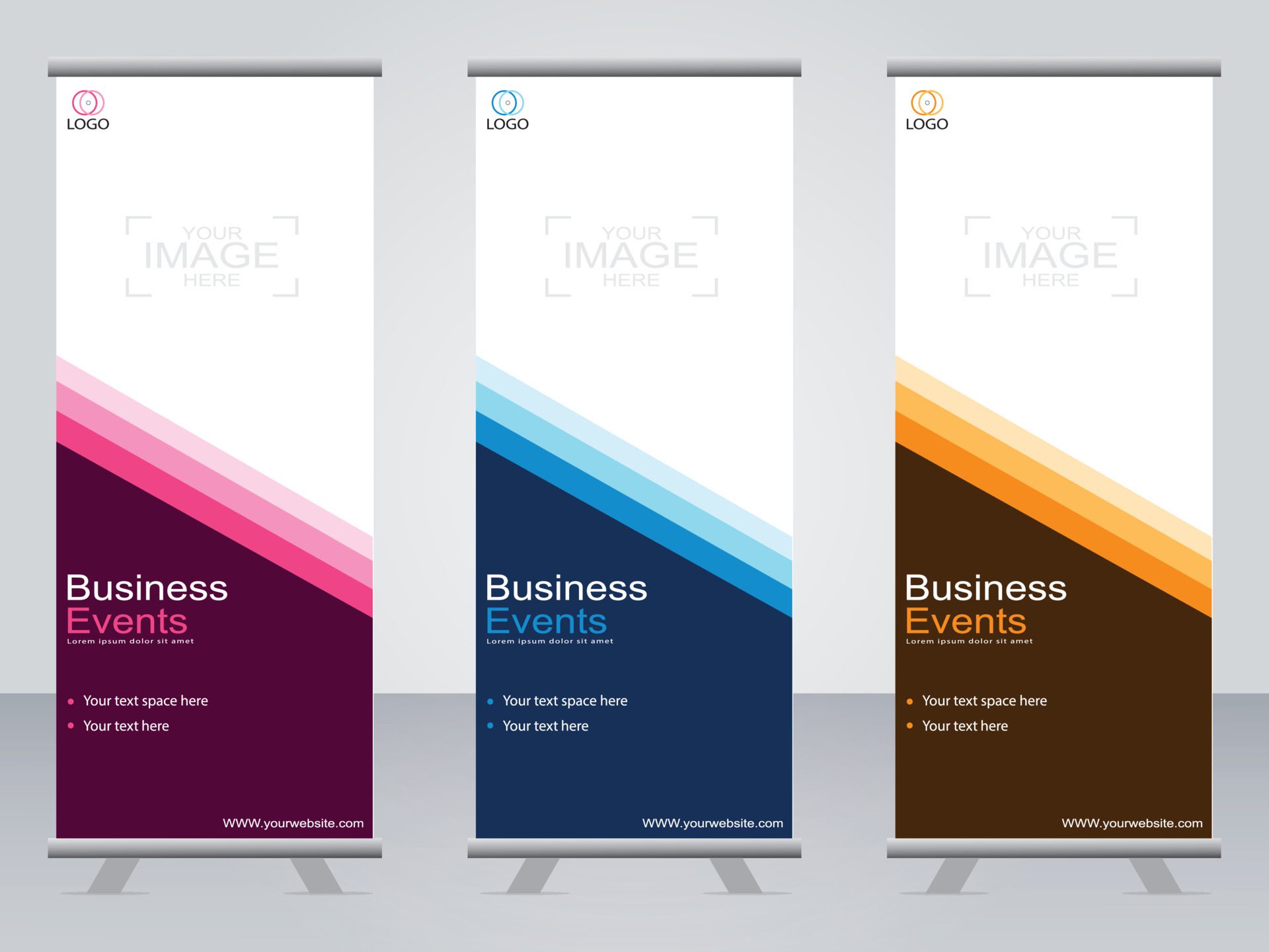 Business banner roll up set standee banner template. Free Vector