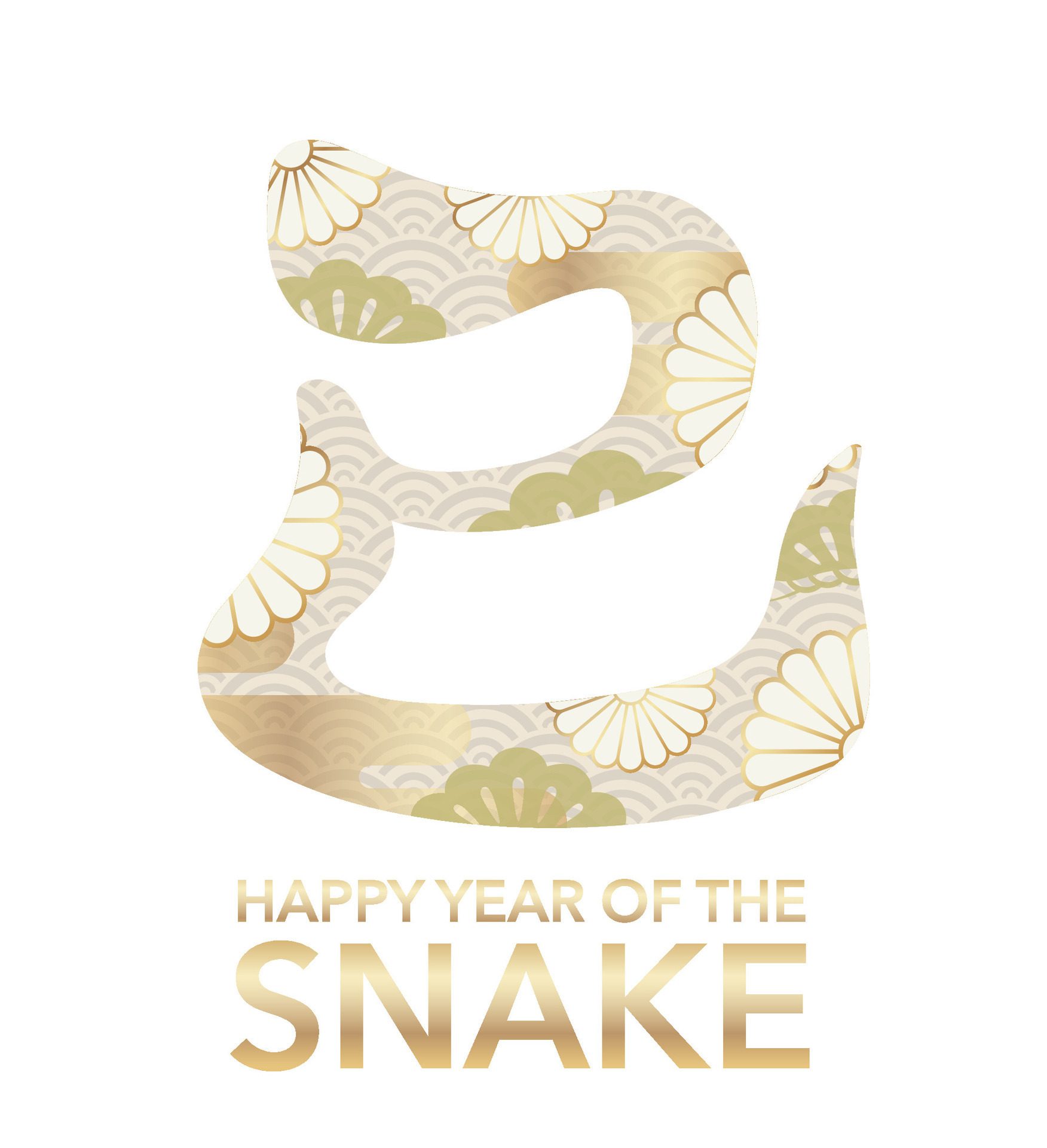 The Year Of The Snake Kanji Brush Calligraphy Decorated With Japanese Vintage Patterns. Kanji Translation – The Snake. Free Vector