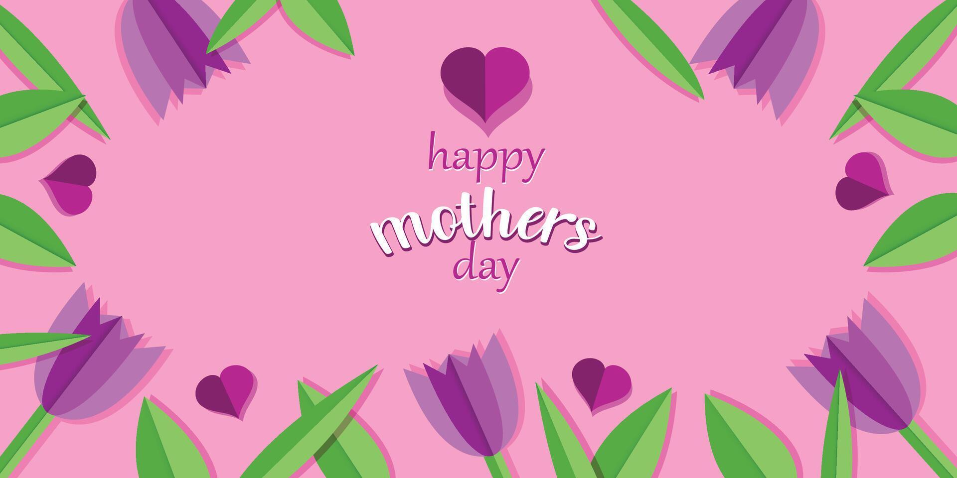 Mother’s day greeting card with paper cut style flowers background Stock Free