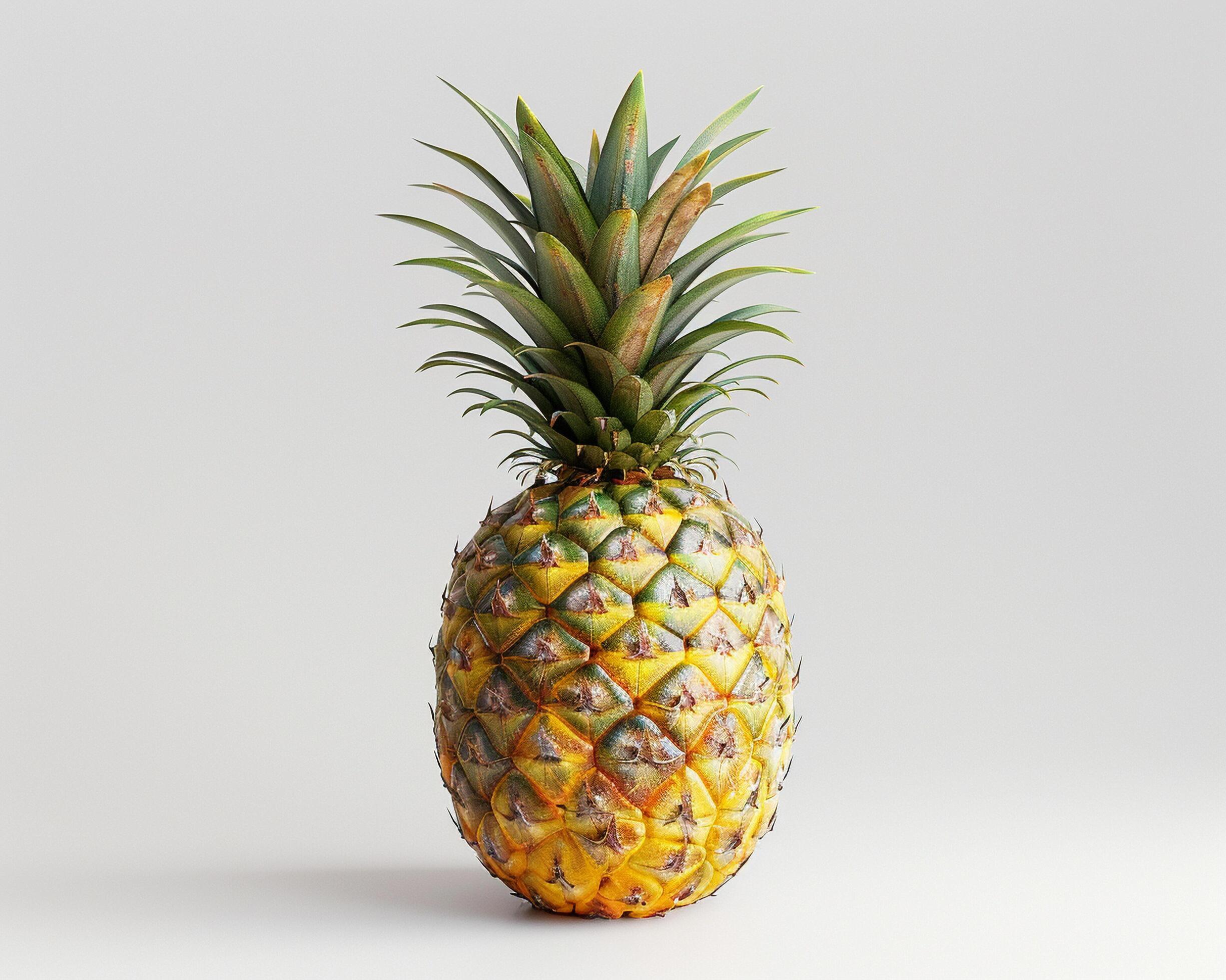 a pineapple is shown on a white background Stock Free