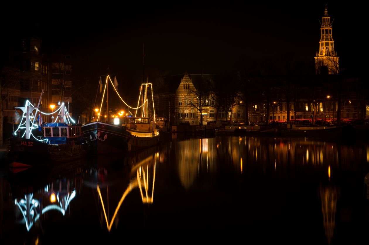 Groningen city at night Stock Free