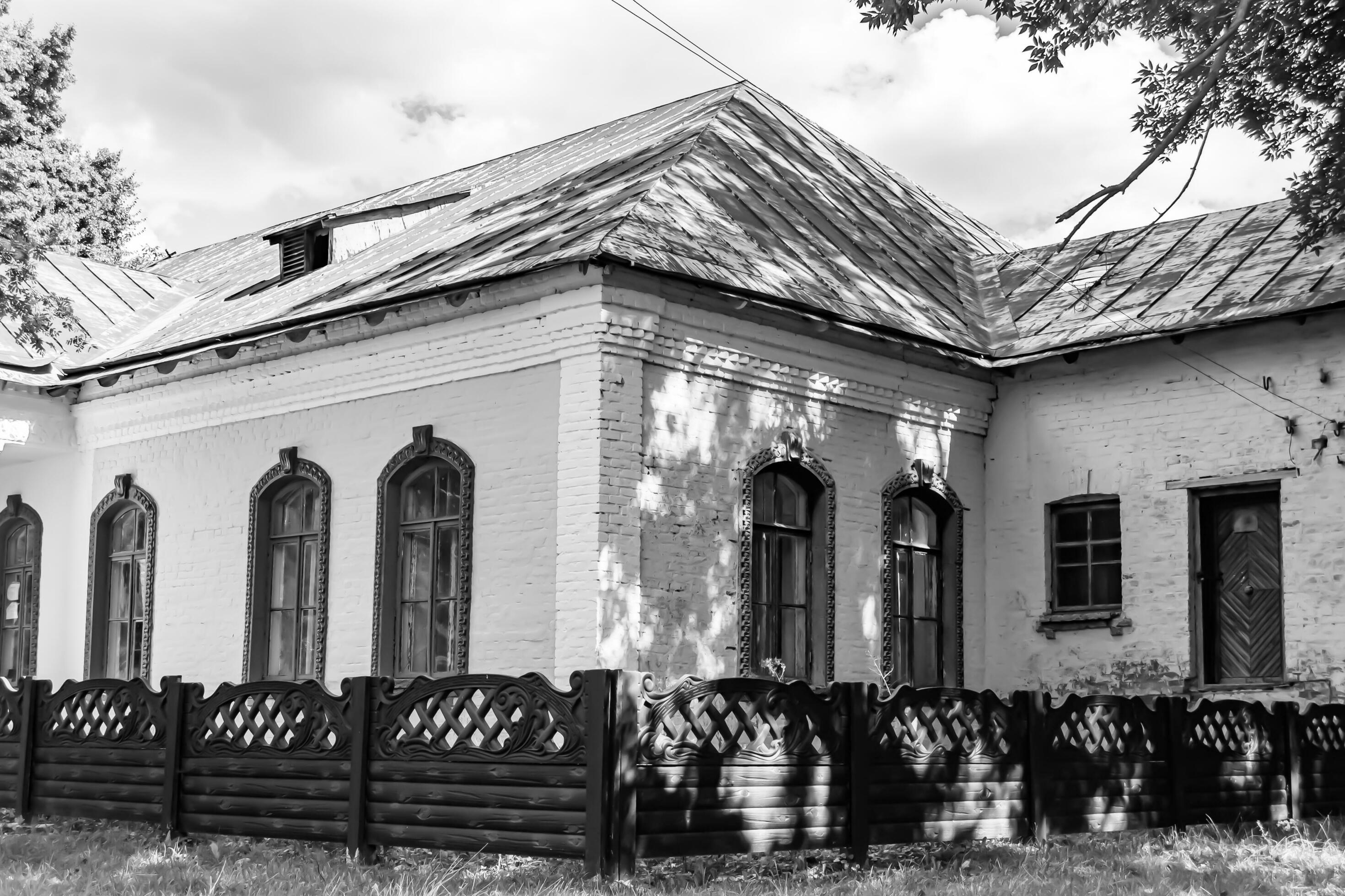 Beautiful old abandoned building farm house in countryside on natural background Stock Free