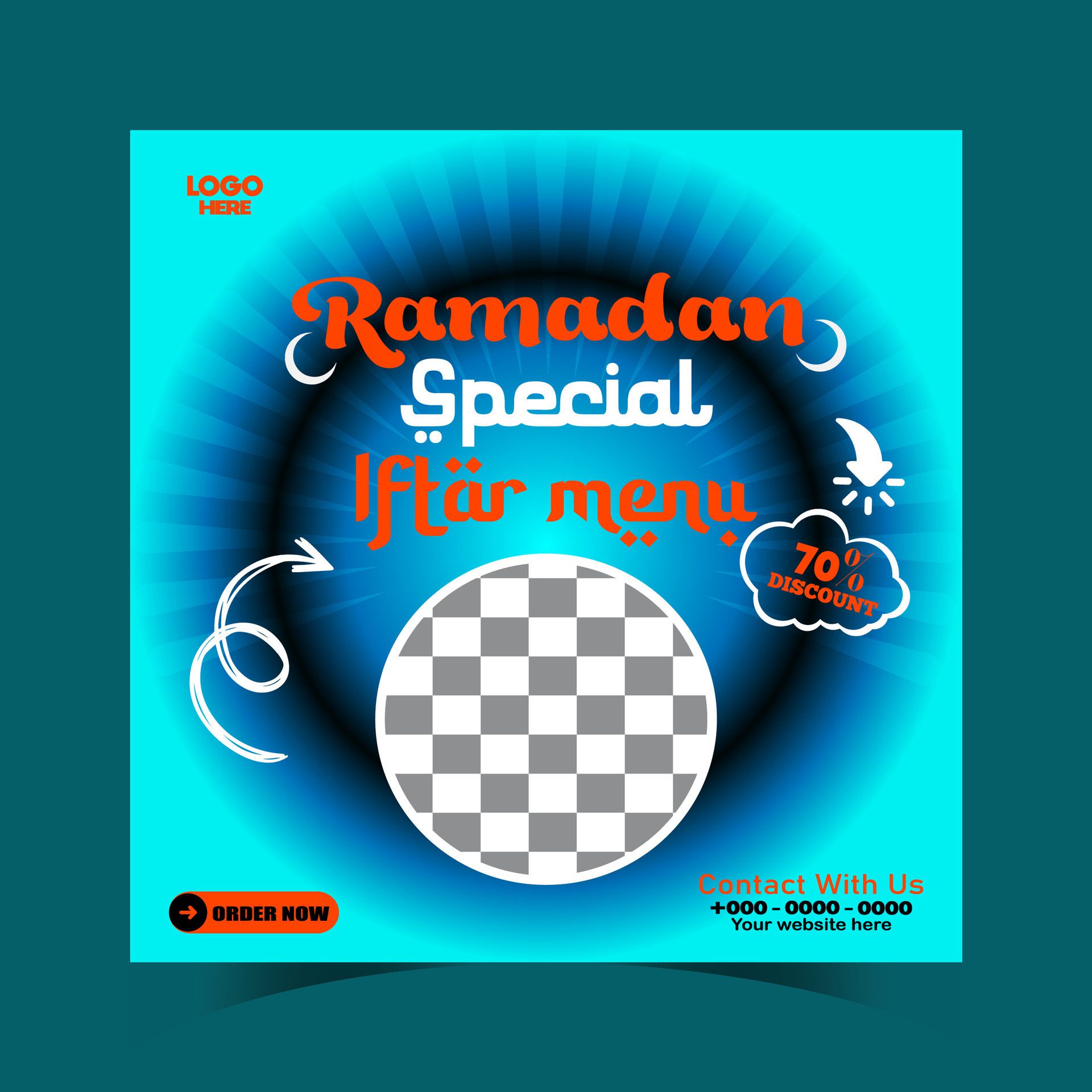 Ramadan iftar menu food post design and social media banner template Free Vector