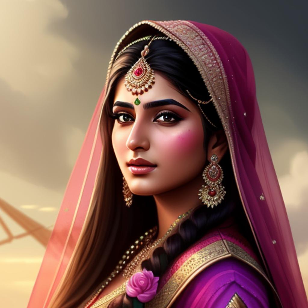 Pakistani princess Digital painting,Highly by @ai_generated