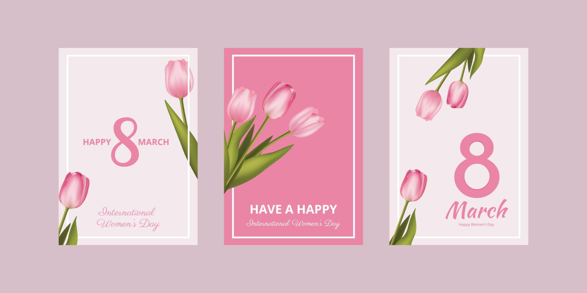 Happy Woman’s Day 8 March. Flower Poster, Flyer, Brochure Flat Vector Stock Free