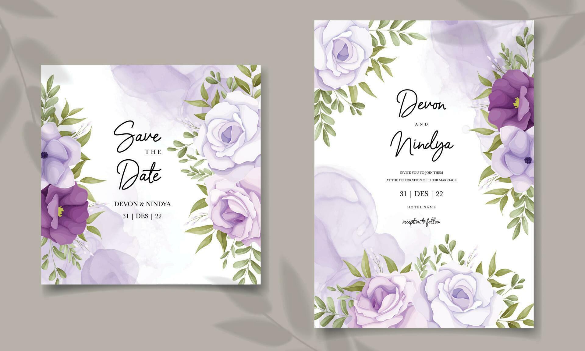 Elegant wedding invitation card with soft flower Stock Free