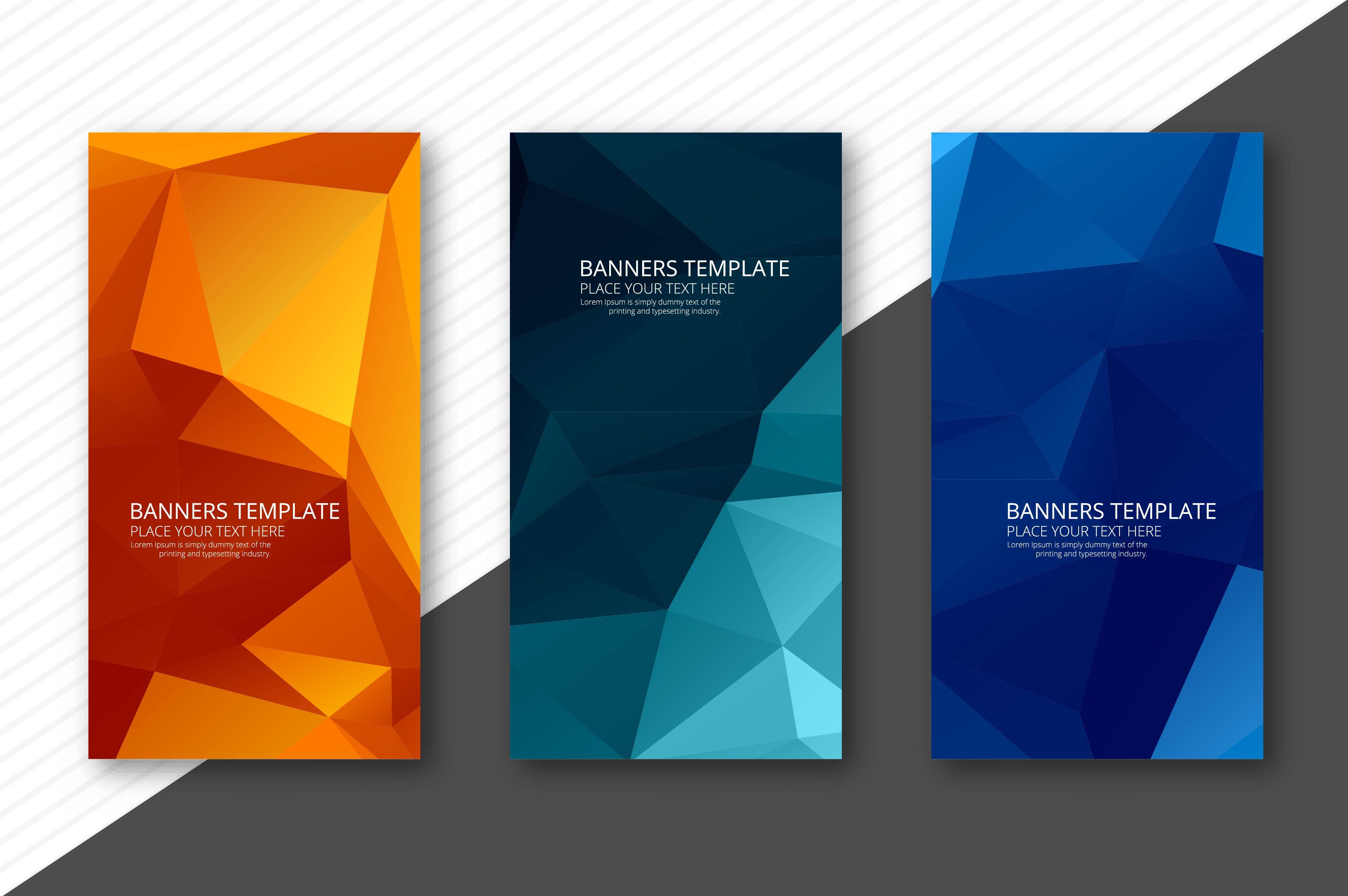 Abstract colorful geometric polygon banners set design template Free Vector