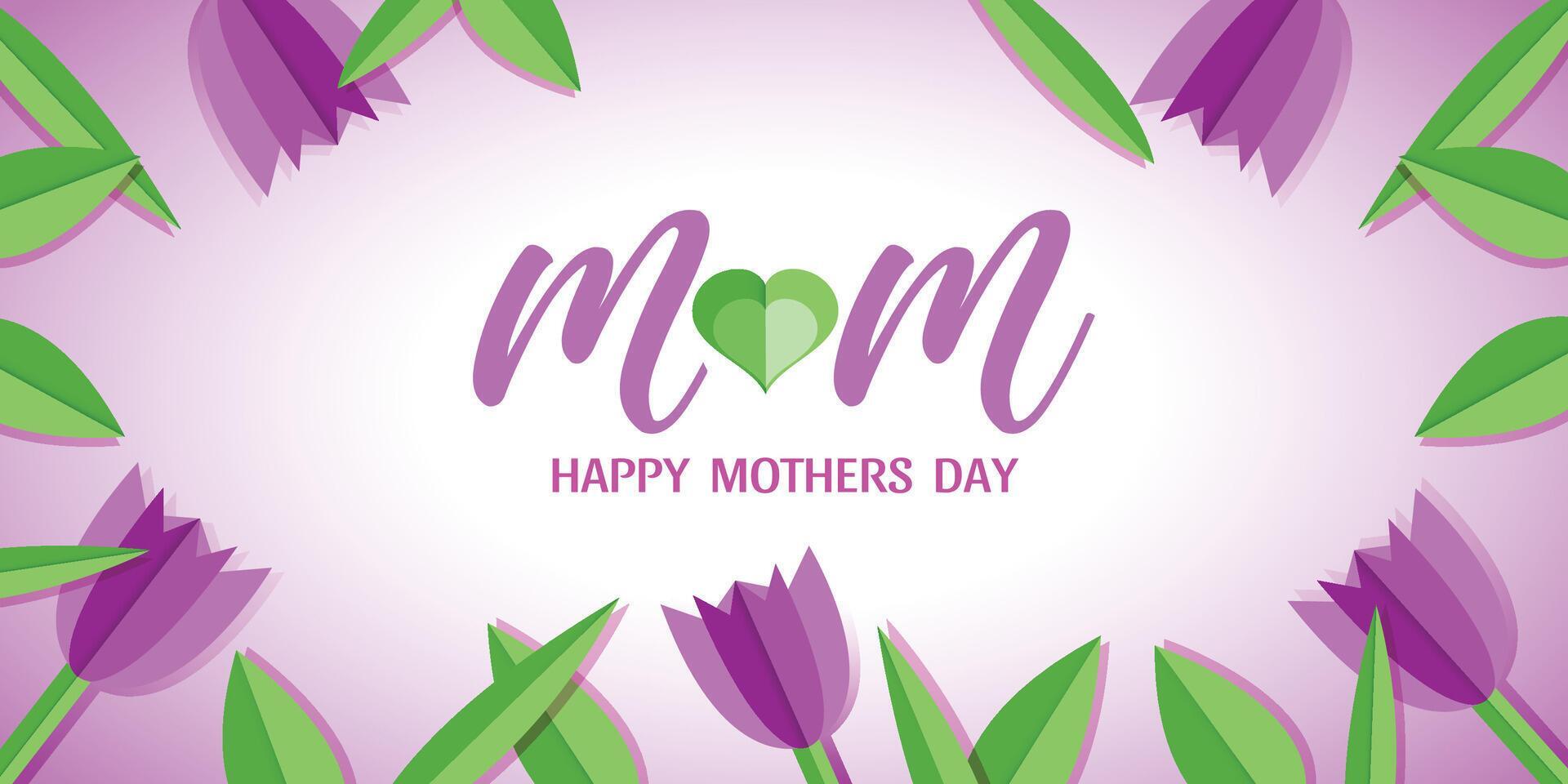 Mother’s day greeting card with paper cut style flowers background Stock Free