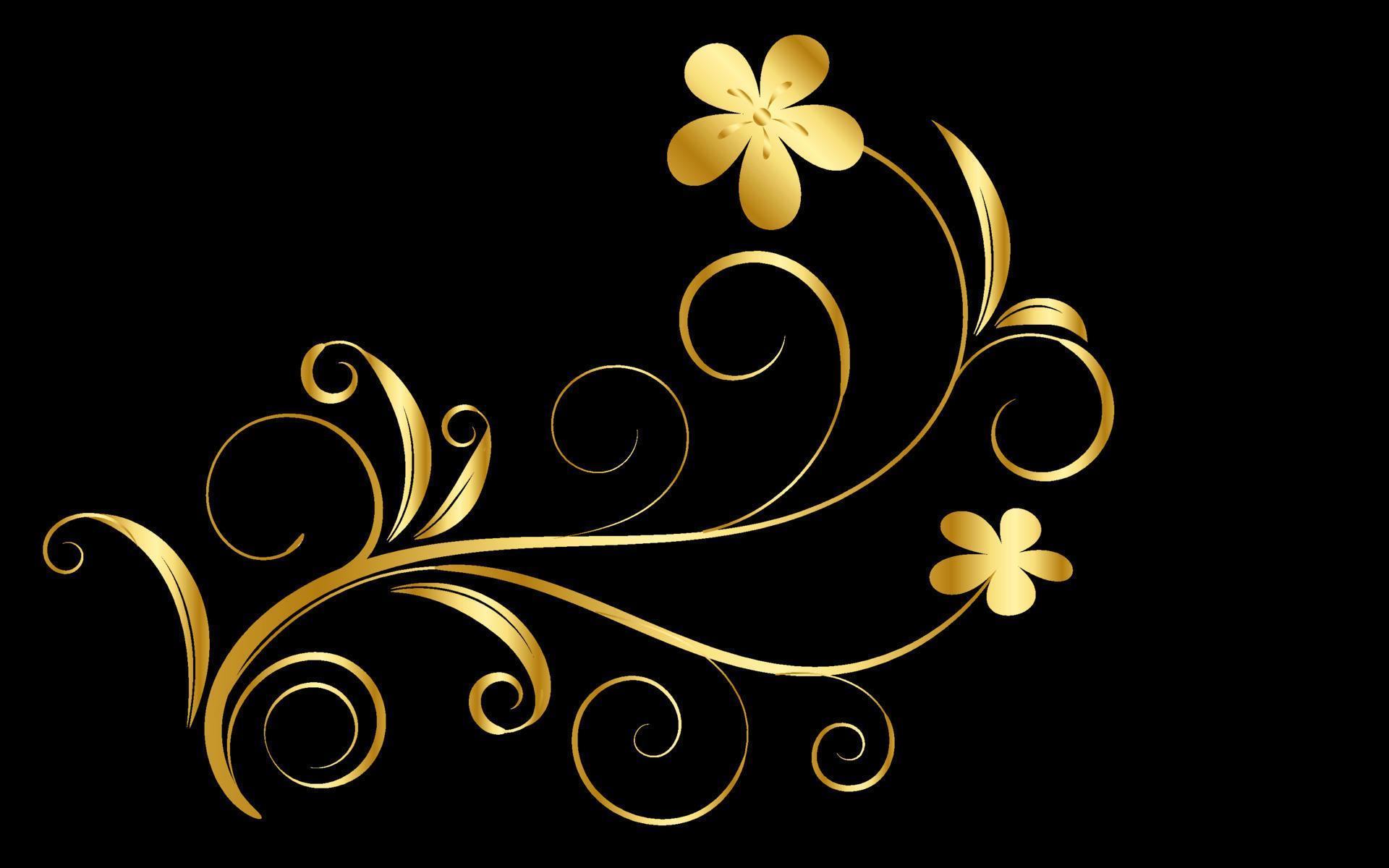 Floral ornament design with gold flower, floral swirl design, illustration with gold flower Stock Free and Free SVG