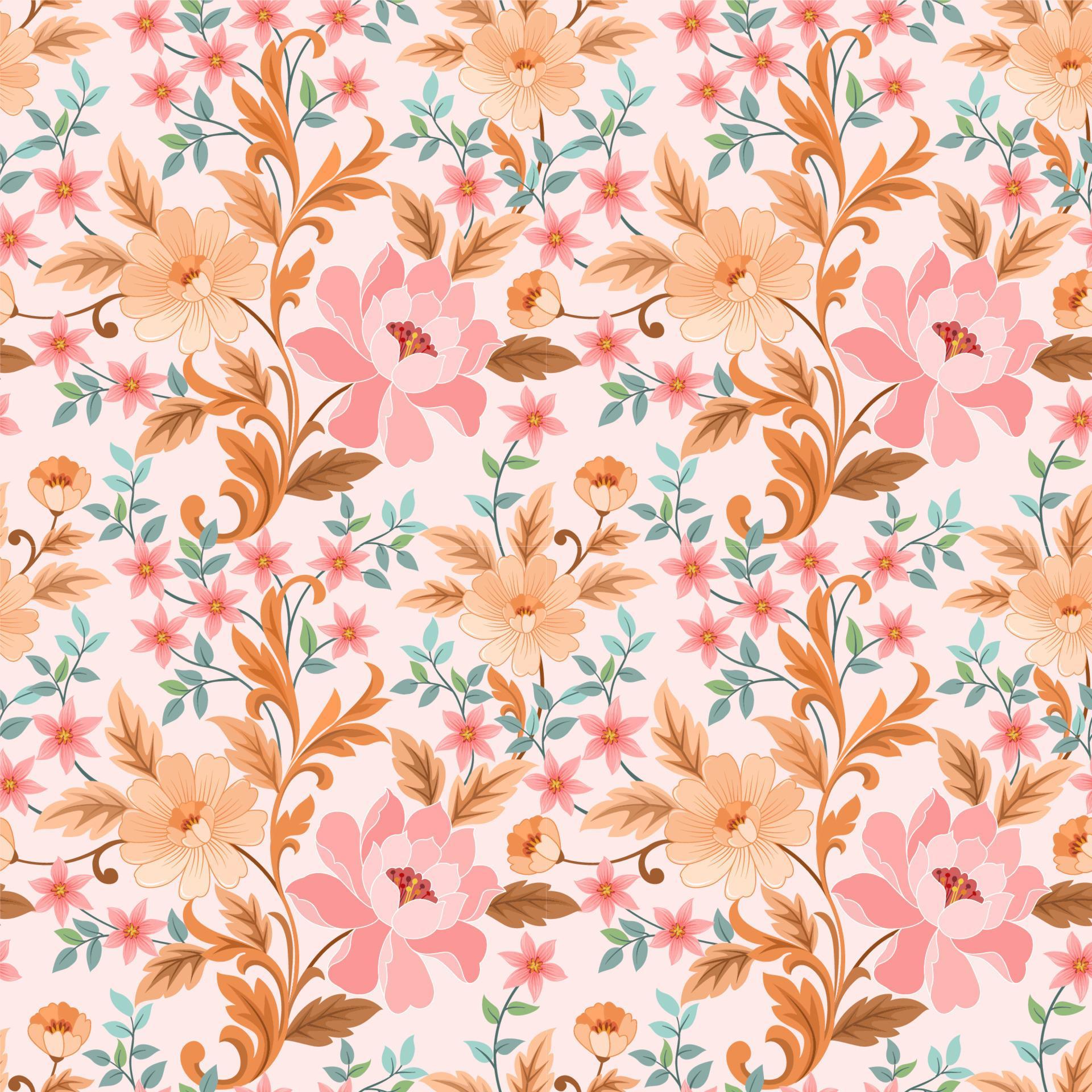 Colorful hand draw flowers seamless pattern. Stock Free