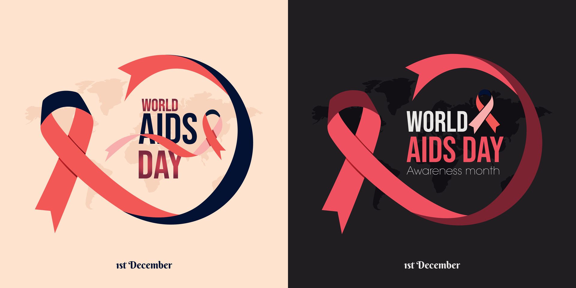 World aids day banner red awareness ribbon illustration Free Vector