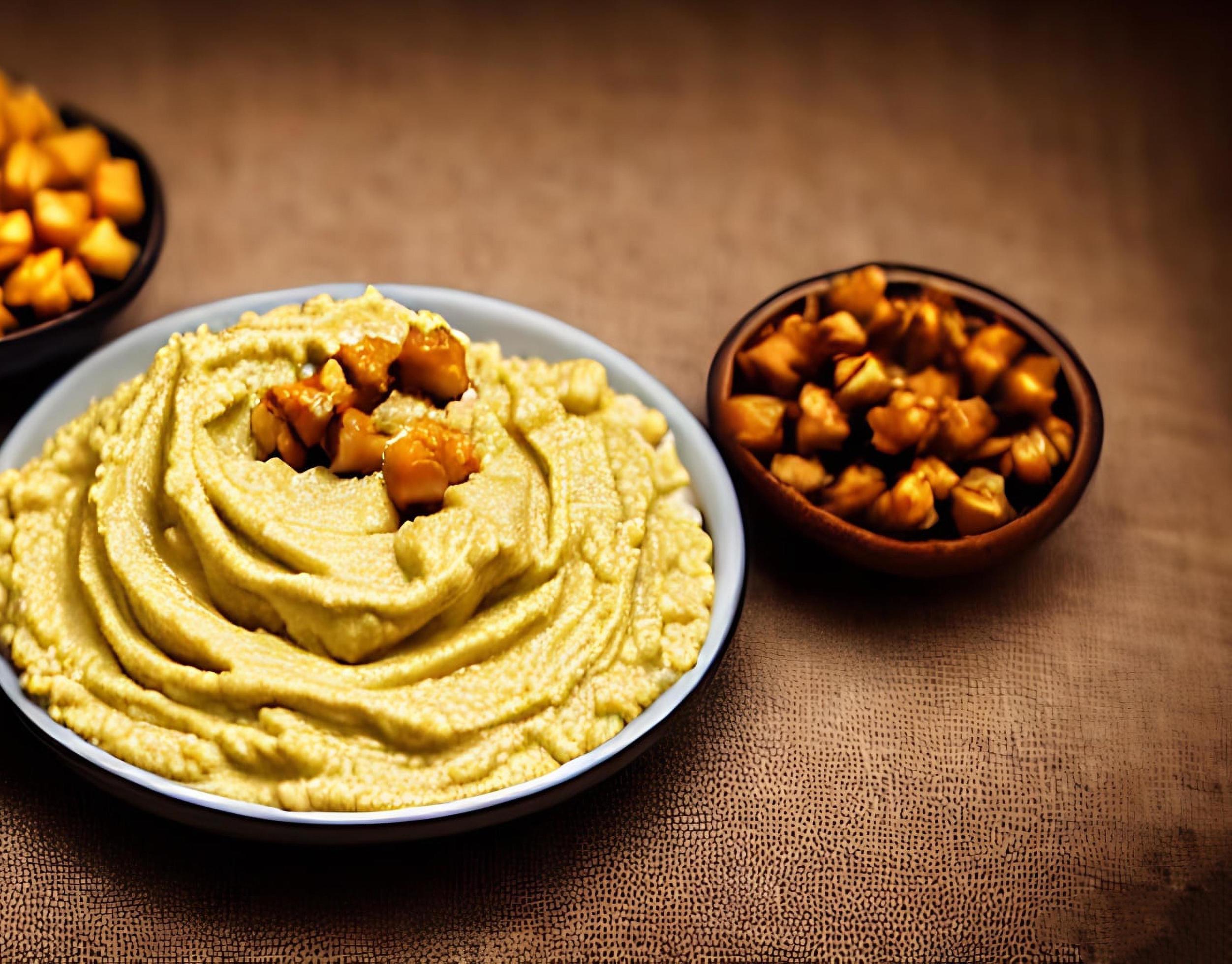 Healthy food. Traditional freshly made organic hummus. Stock Free