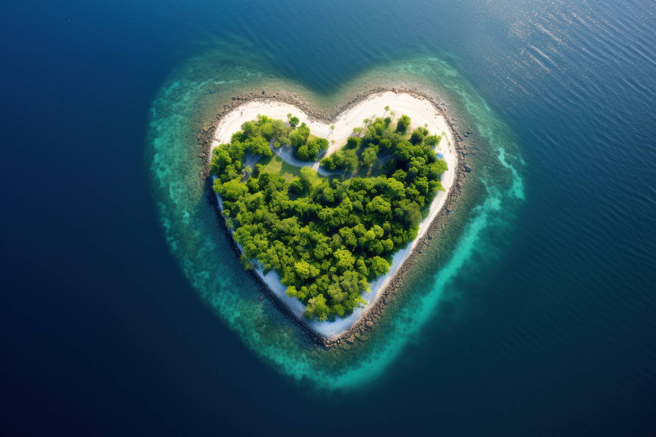 Heart-Shaped Island From Above Stock Free