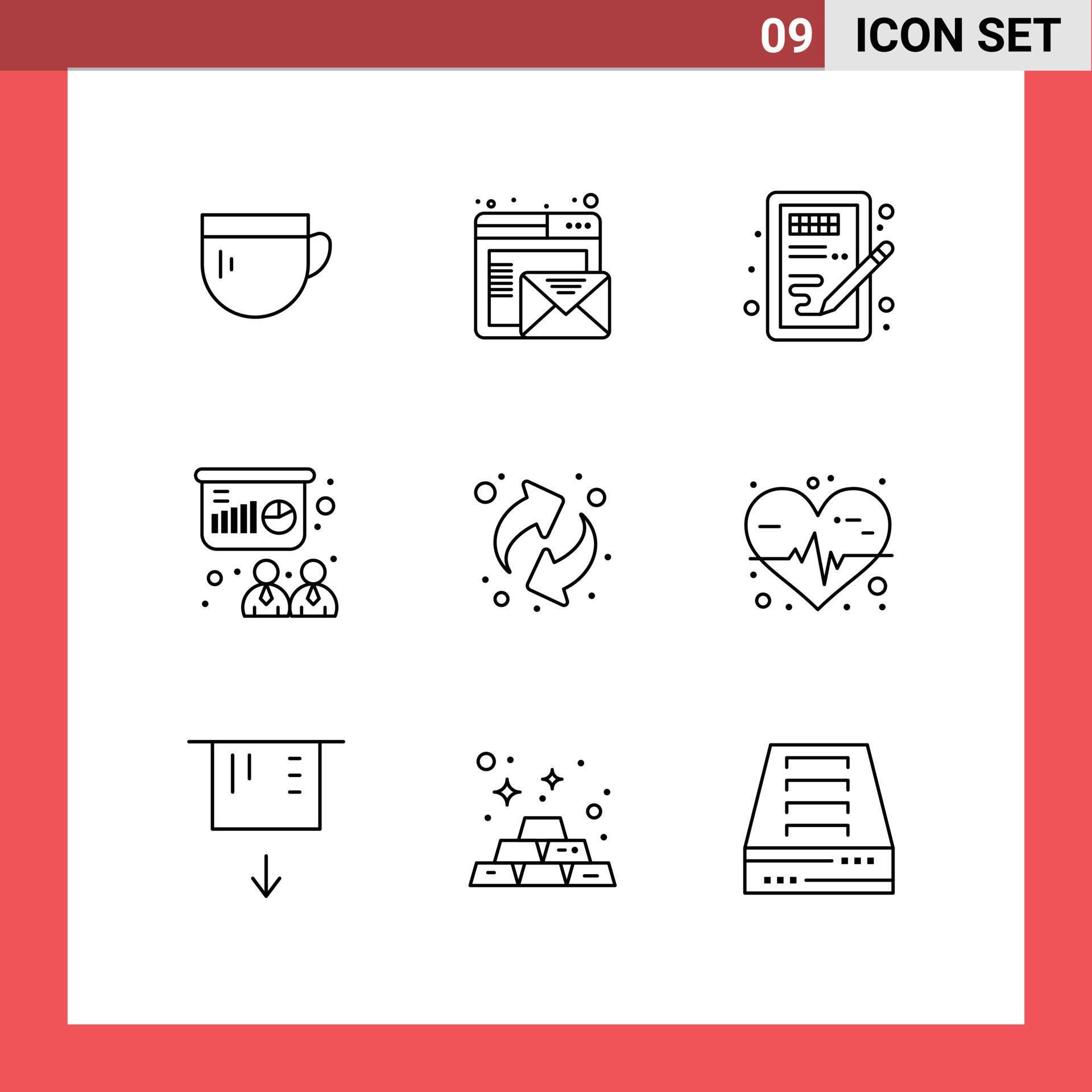 Outline Pack of 9 Universal Symbols of arrows training creative presentation learning Editable Vector Design Elements Stock Free