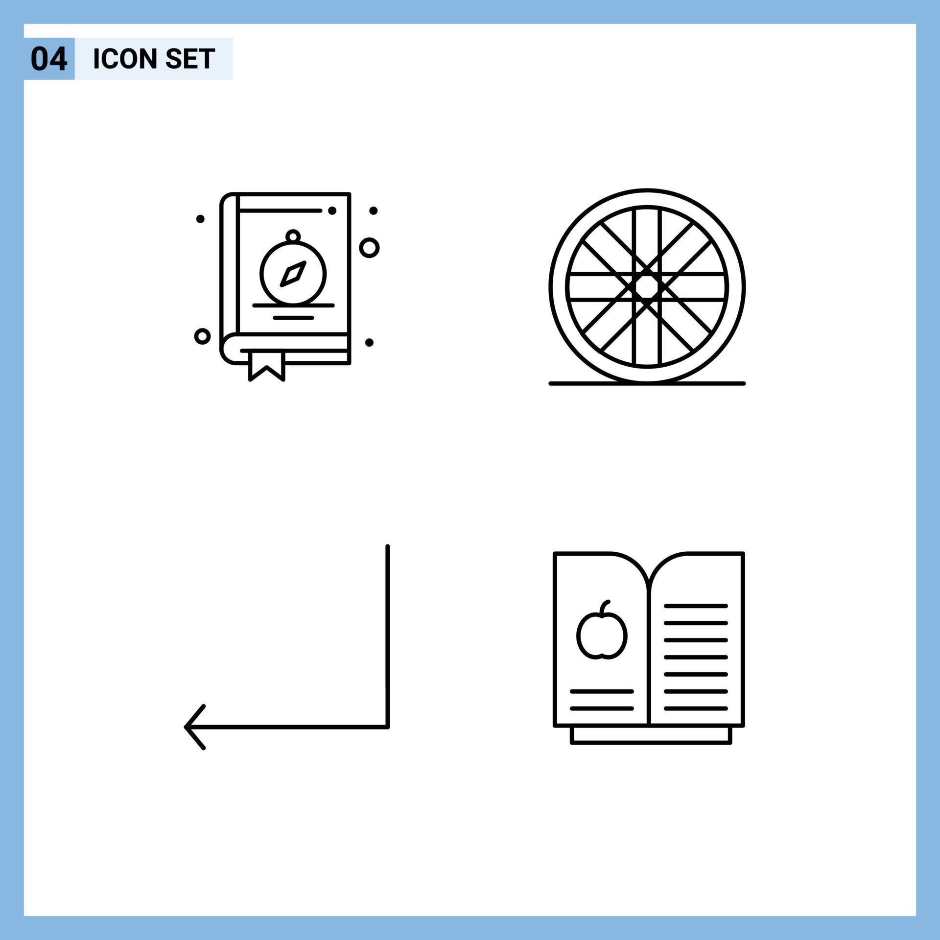 Mobile Interface Line Set of 4 Pictograms of compass book apple camping arrow 87 Editable Vector Design Elements Stock Free