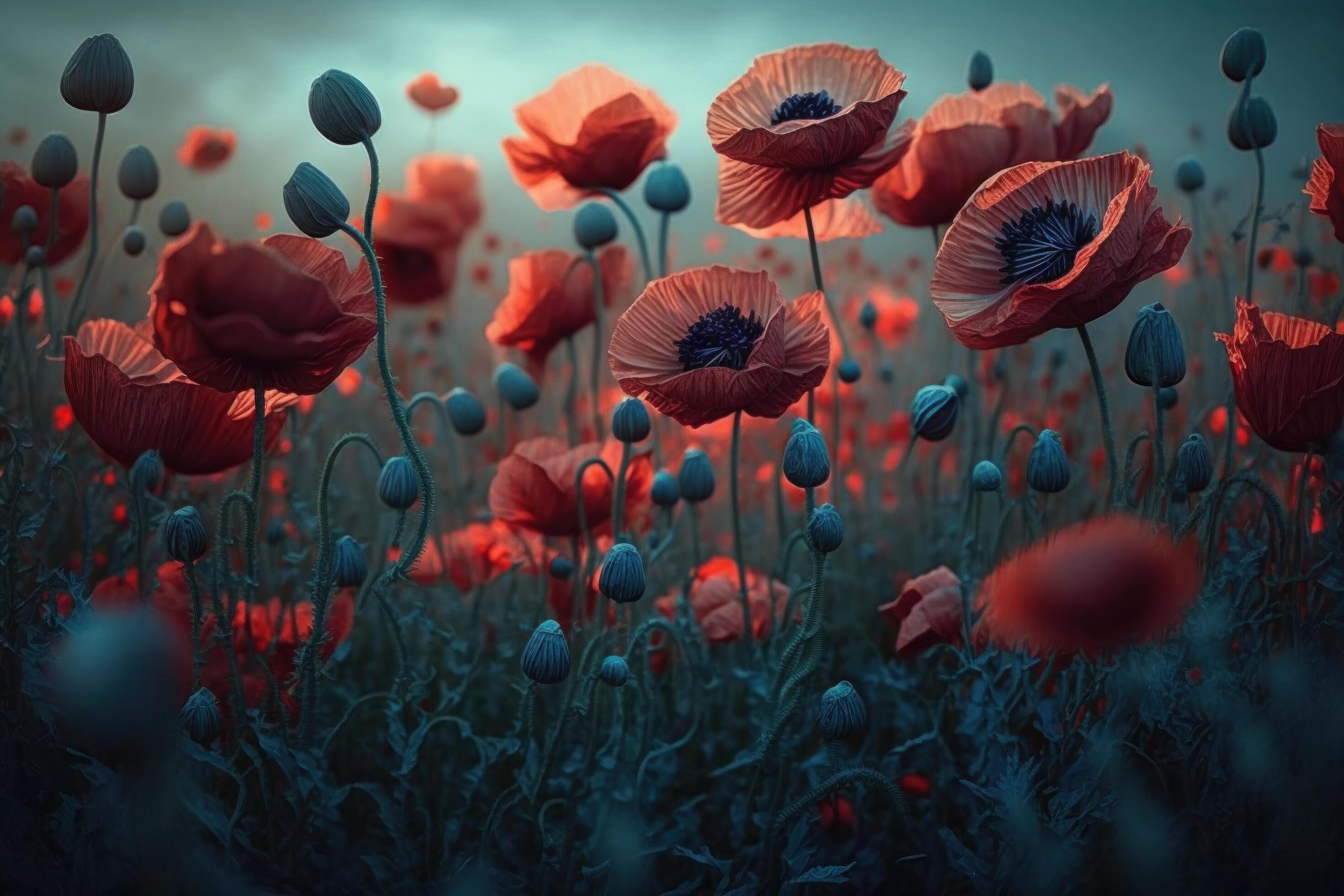 Poppy flower meadow. Illustration Stock Free