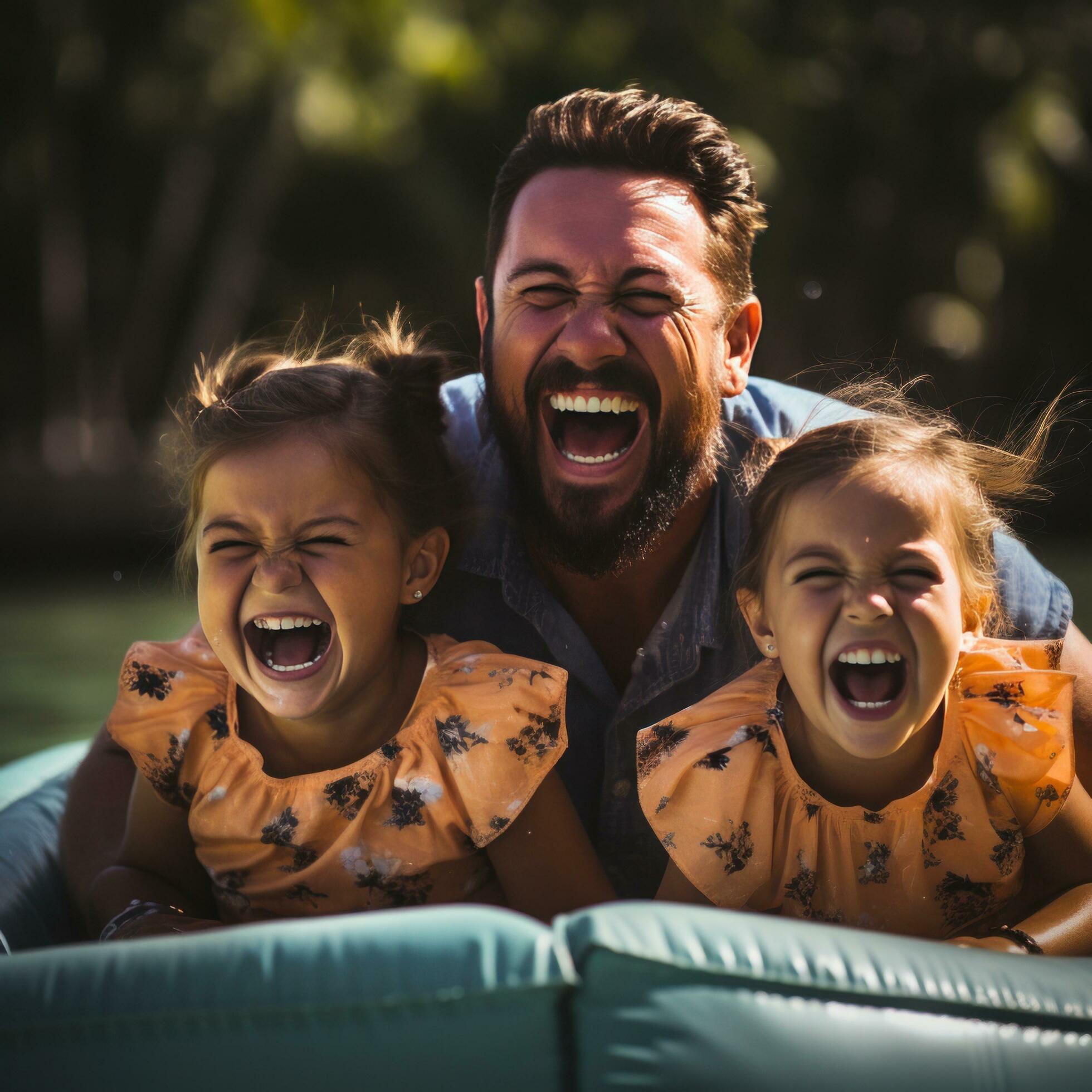 Laughing family having fun while riding on a banana boat Stock Free