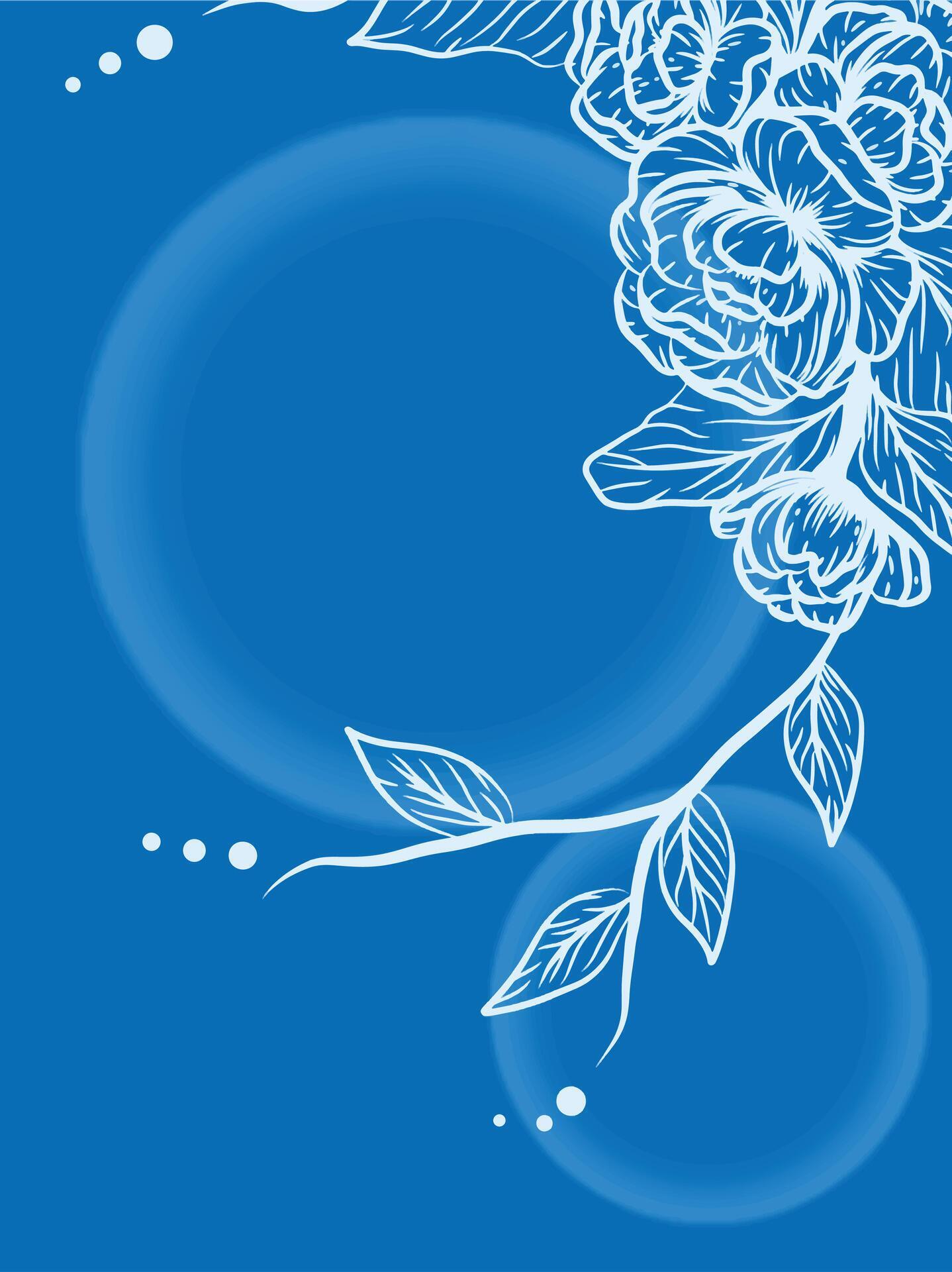 Hand Drawn illustration Peony flower with blue background and bubble Stock Free