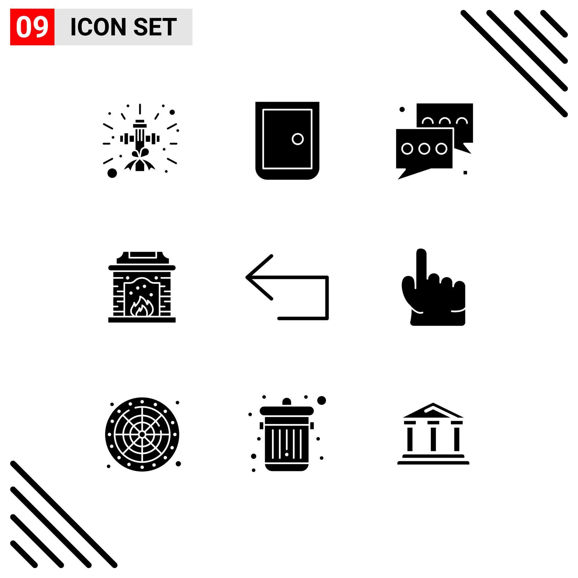 
									9 Creative Icons Modern Signs and Symbols of arrow fire place home gate chimney message Editable Vector Design Elements Stock Free