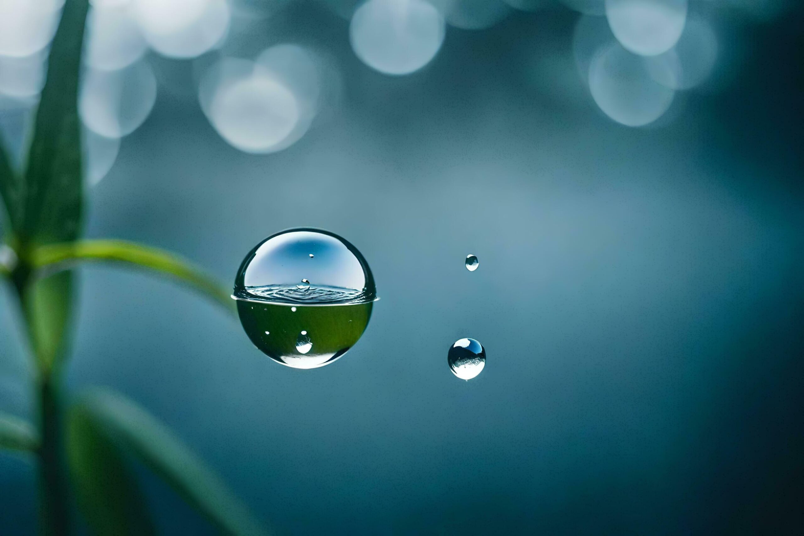 a drop of water is reflected in the air Free Photo