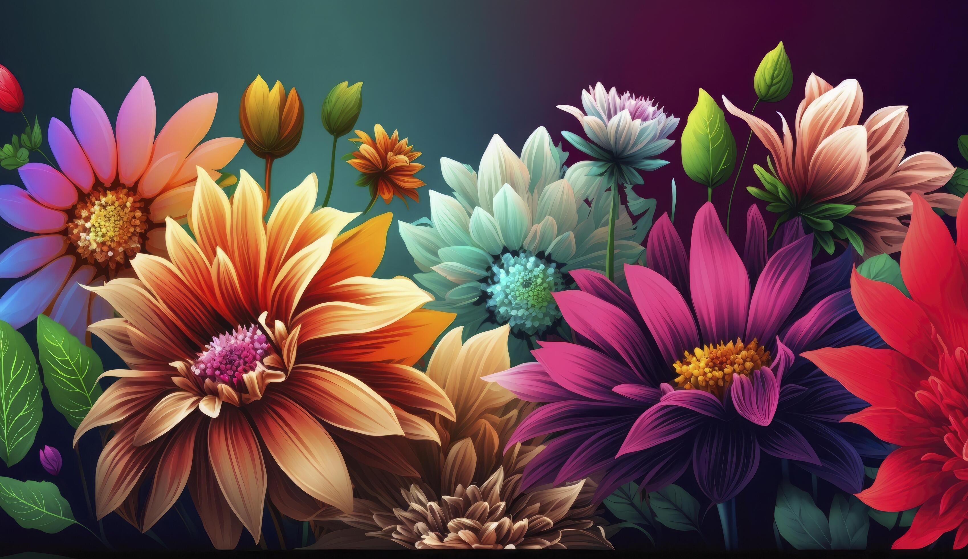 Colorful flower panorama background. Stock Free