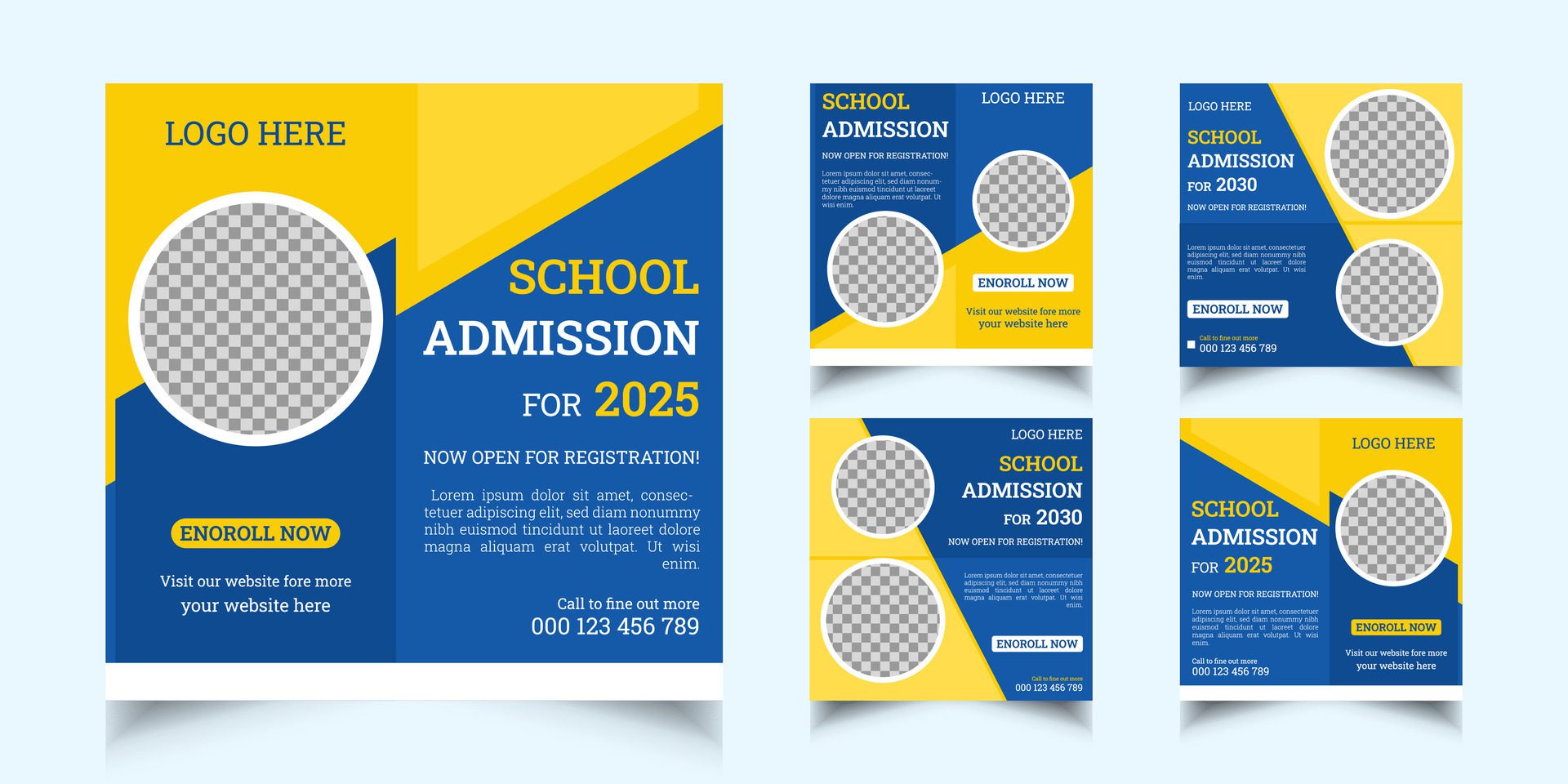 School admission social media post and web banner template Free Vector