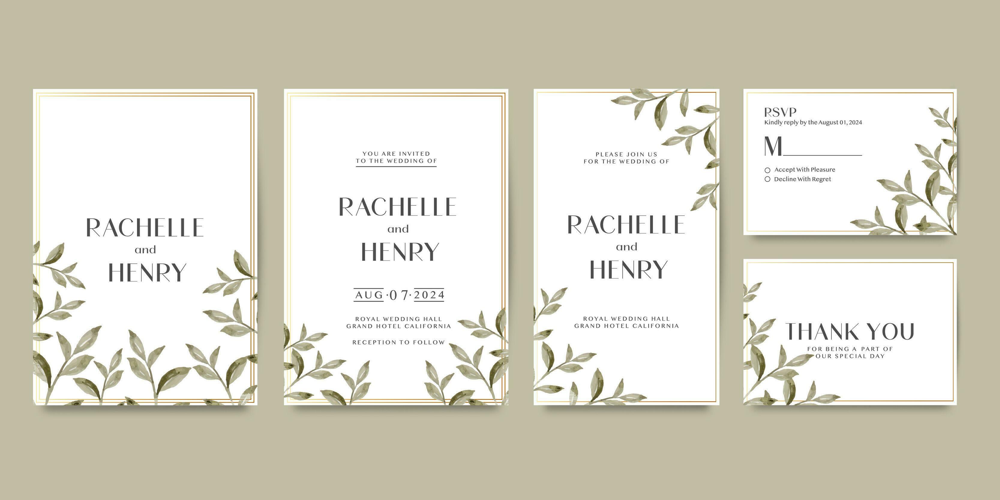 Wedding invitation template with flower Stock Free