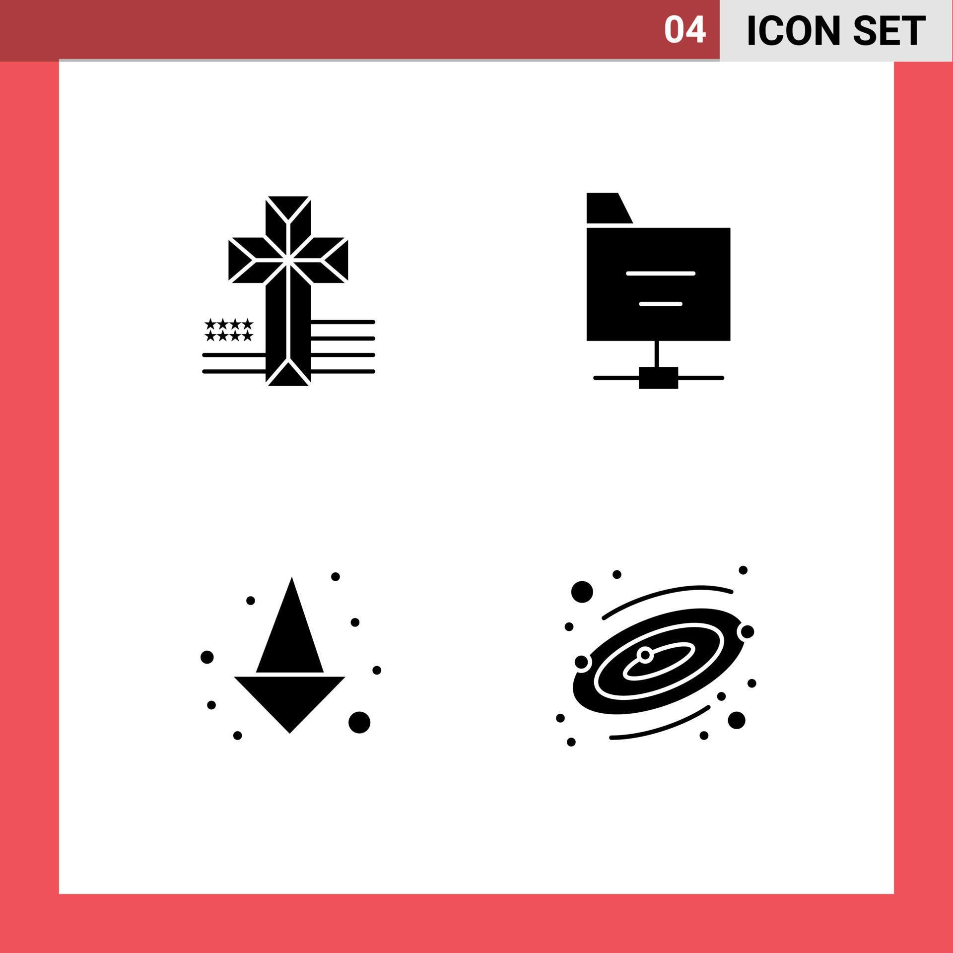 Pictogram Set of 4 Simple Solid Glyphs of american astronomy files arrow space Editable Vector Design Elements Stock Free