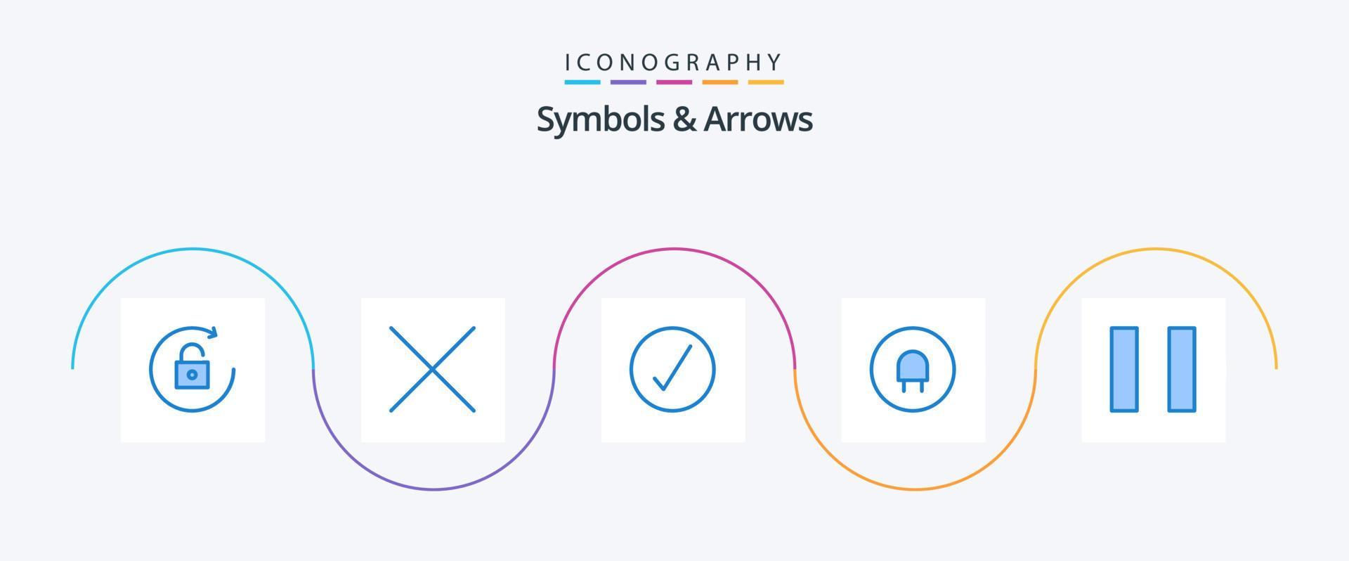 Symbols and Arrows Blue 5 Icon Pack Including . ok. pause Stock Free