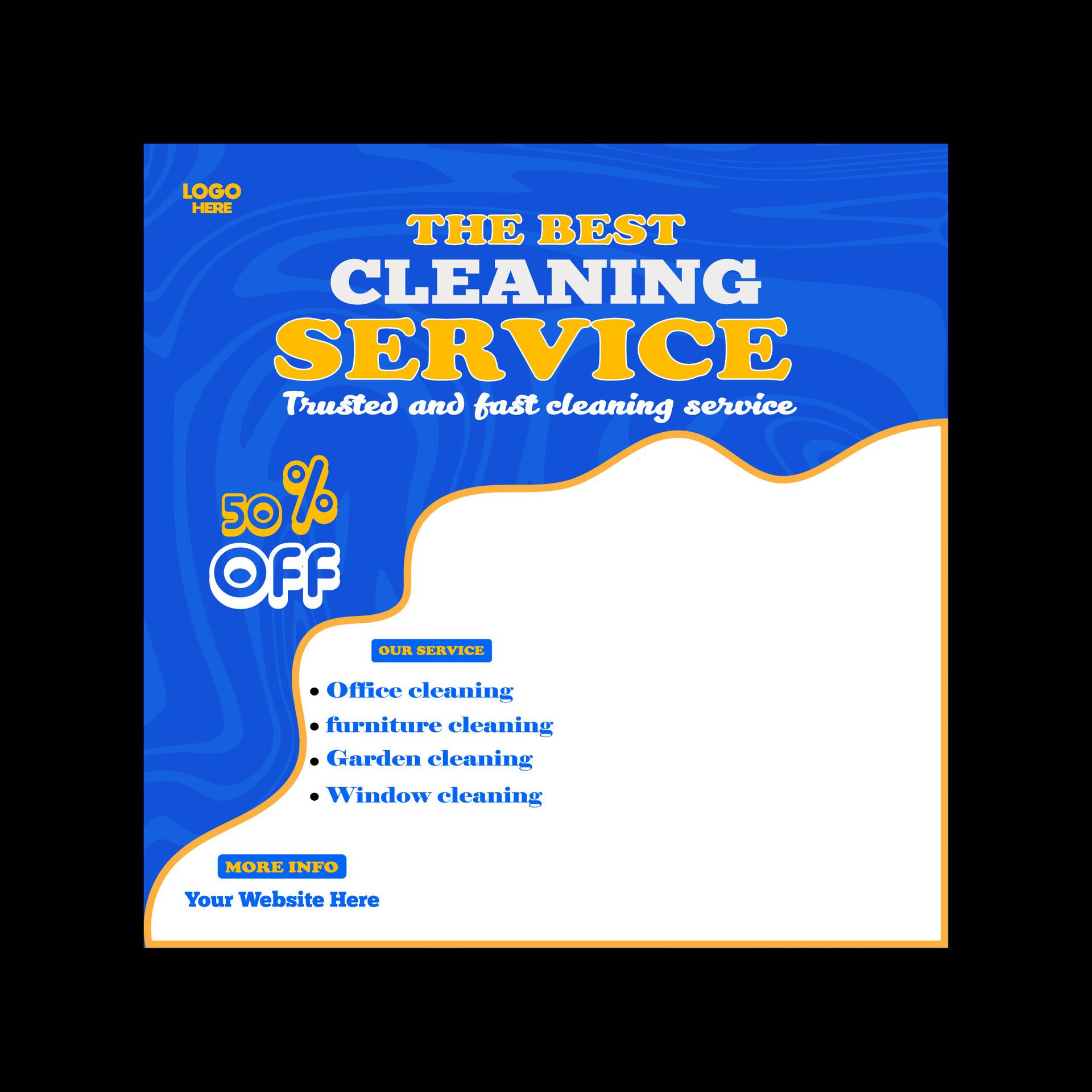 Reliable Cleaning service banner design and square social media post template Free Vector