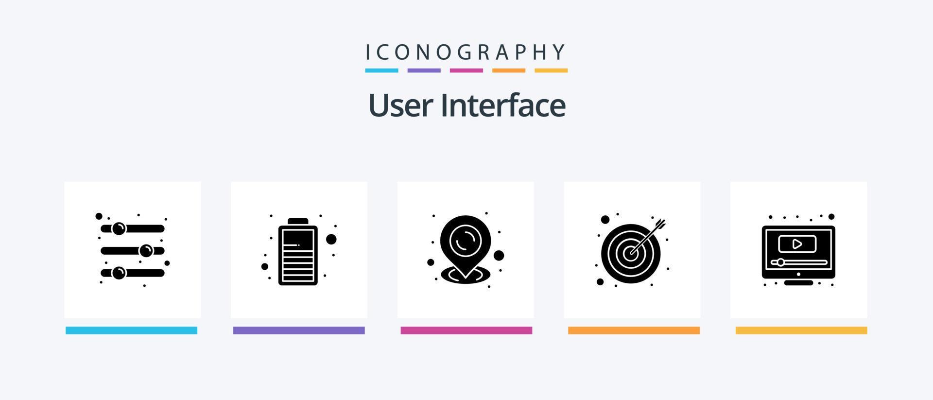 User Interface Glyph 5 Icon Pack Including screen. computer. power. target. arrow. Creative Icons Design Stock Free