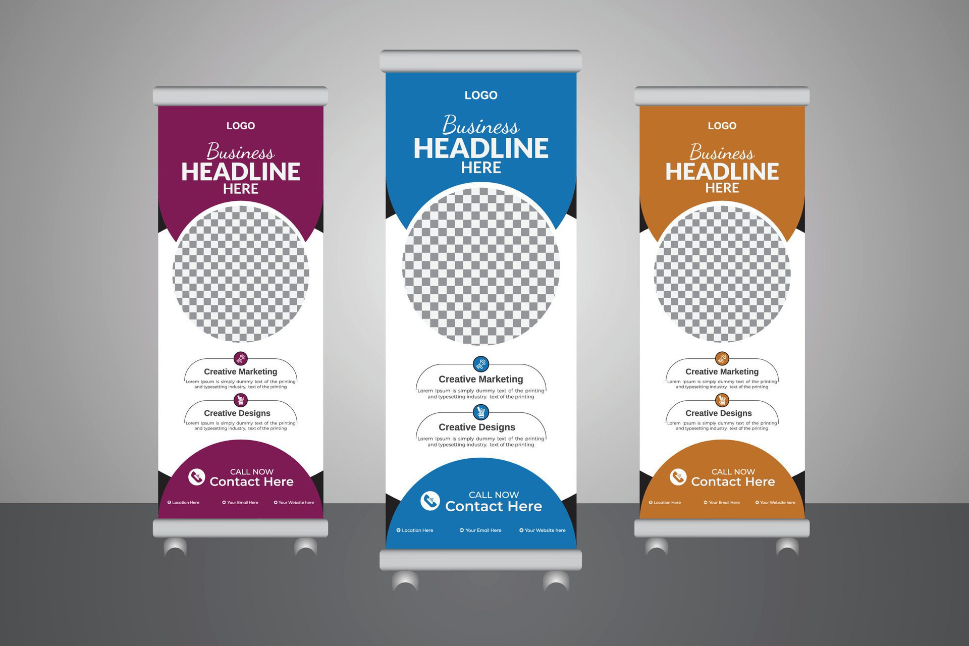 Roll-up banner template for your business advertising, Roll up ads leaflet-editable business template arrangement Free Vector