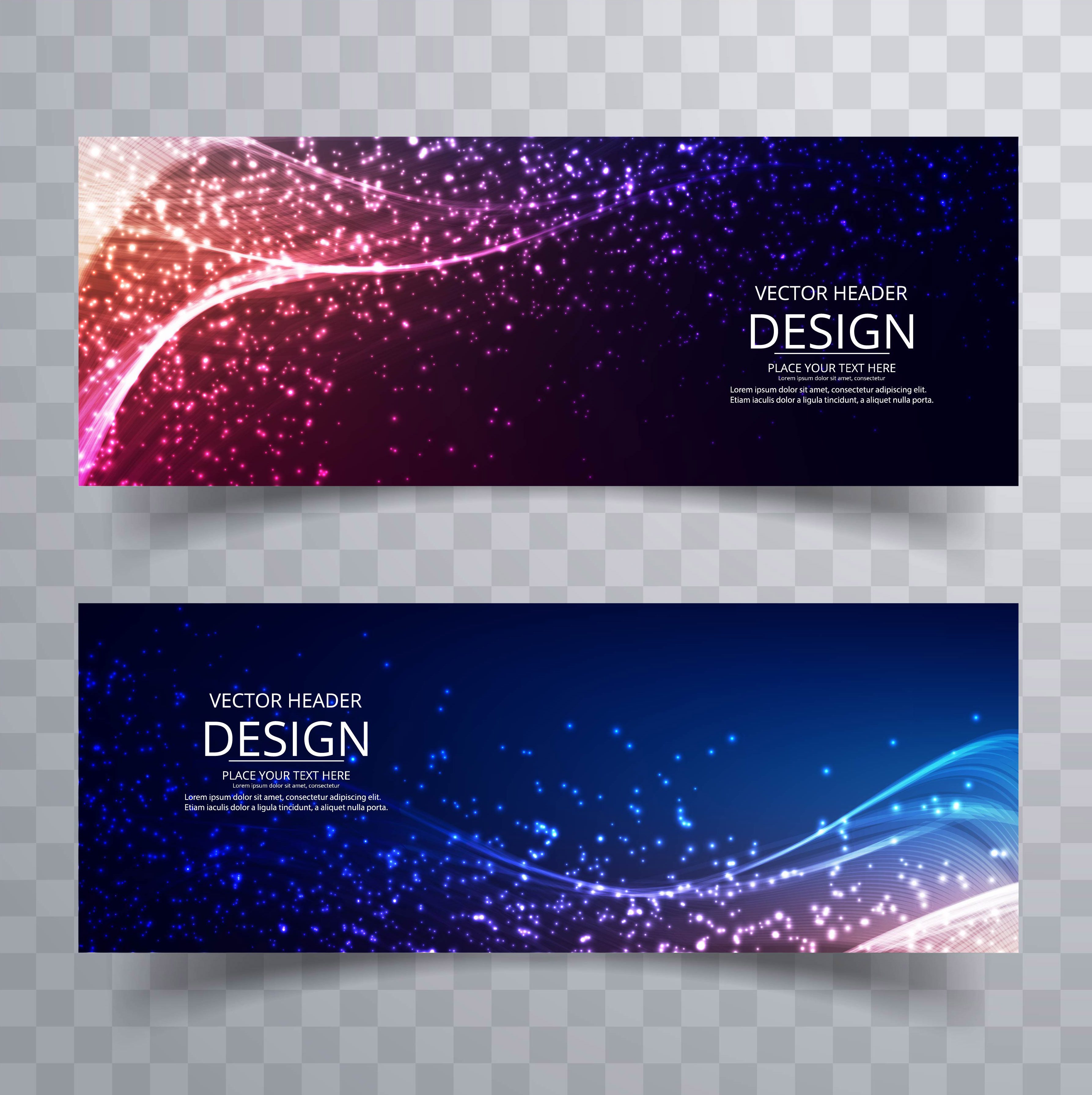 Abstract colorful shiny glitters banners set Free Vector