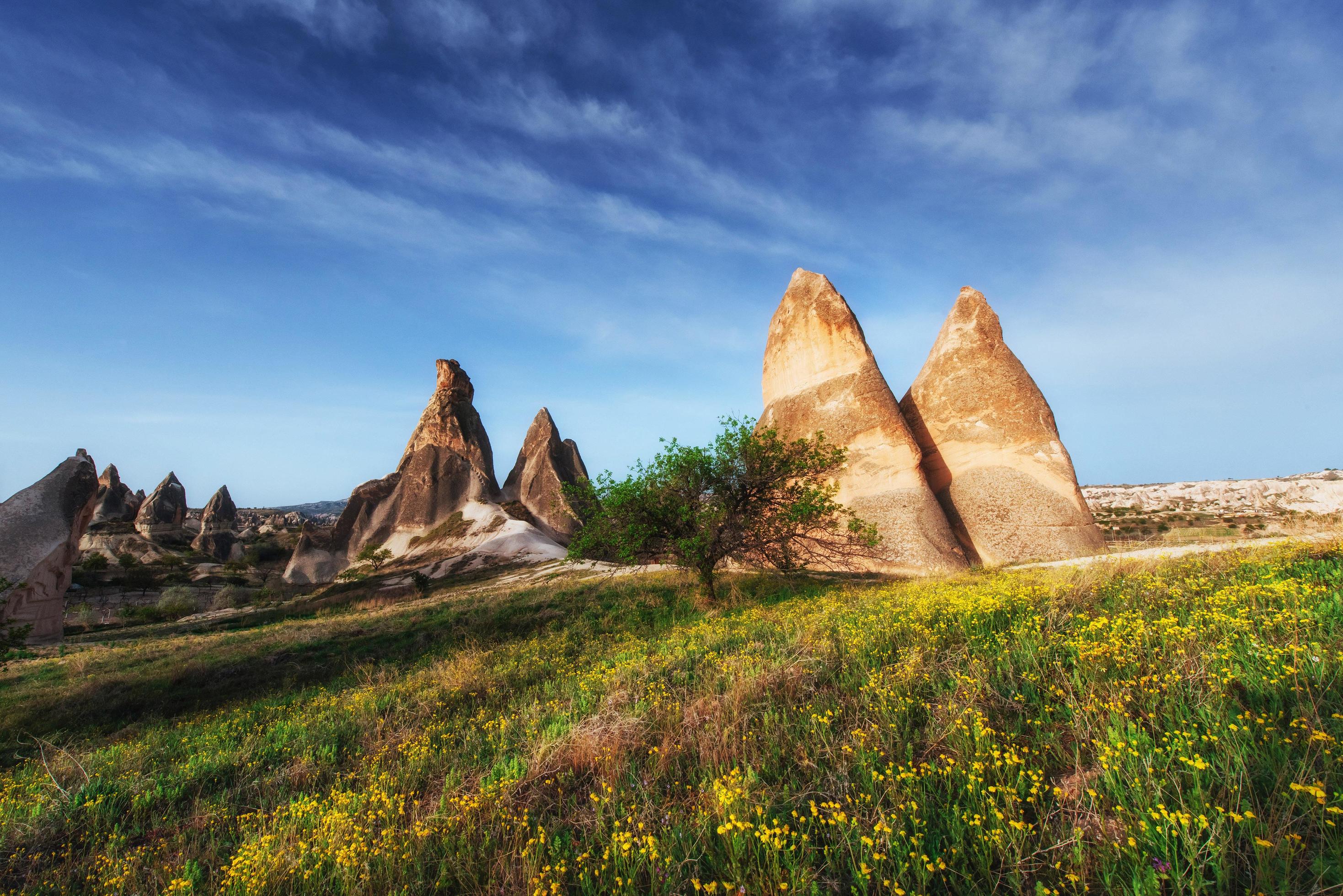 Amazing sunset over Cappadocia. Turkey. Europe Stock Free