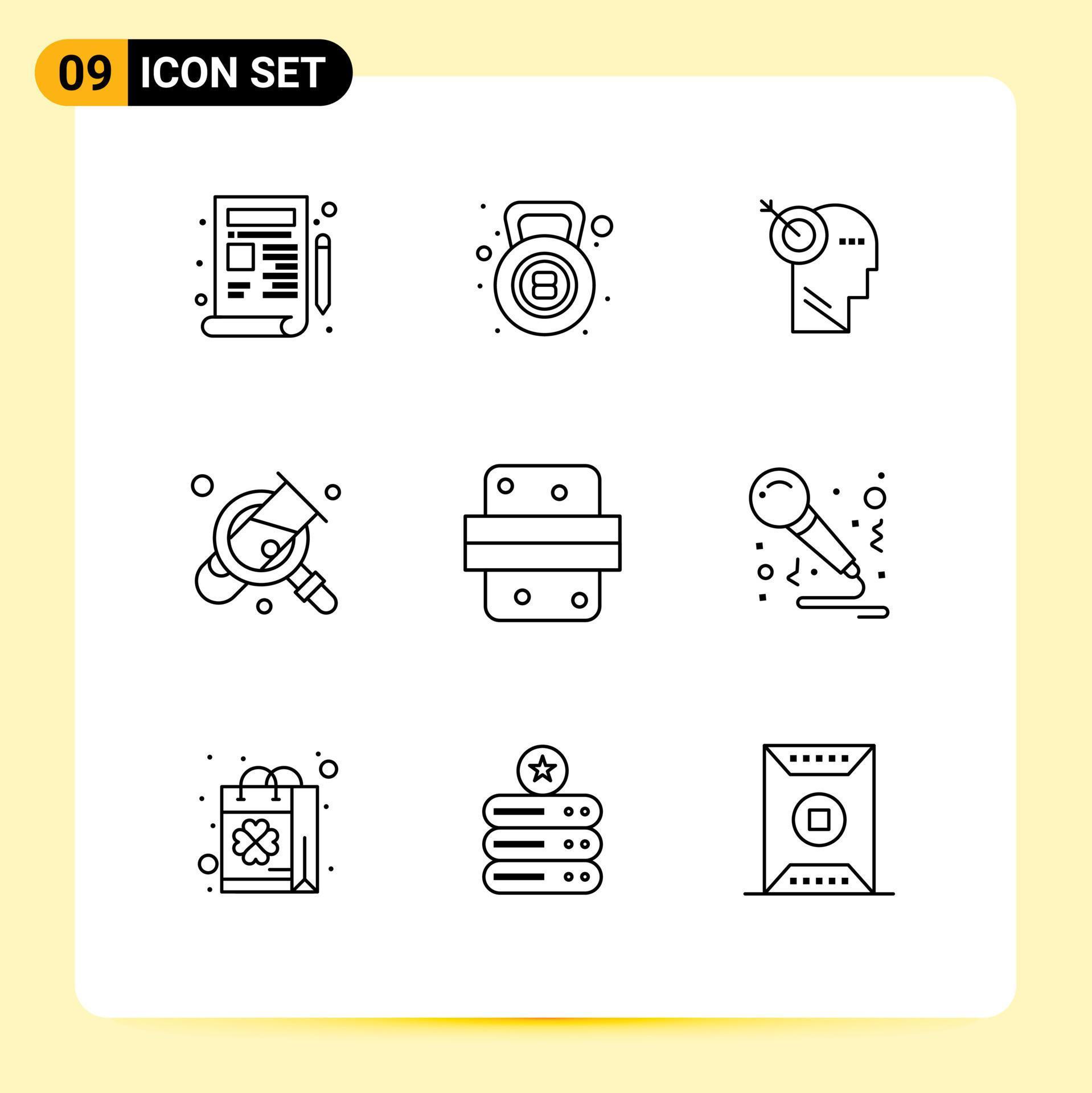 User Interface Pack of 9 Basic Outlines of burger search arrow magnifying business Editable Vector Design Elements Stock Free