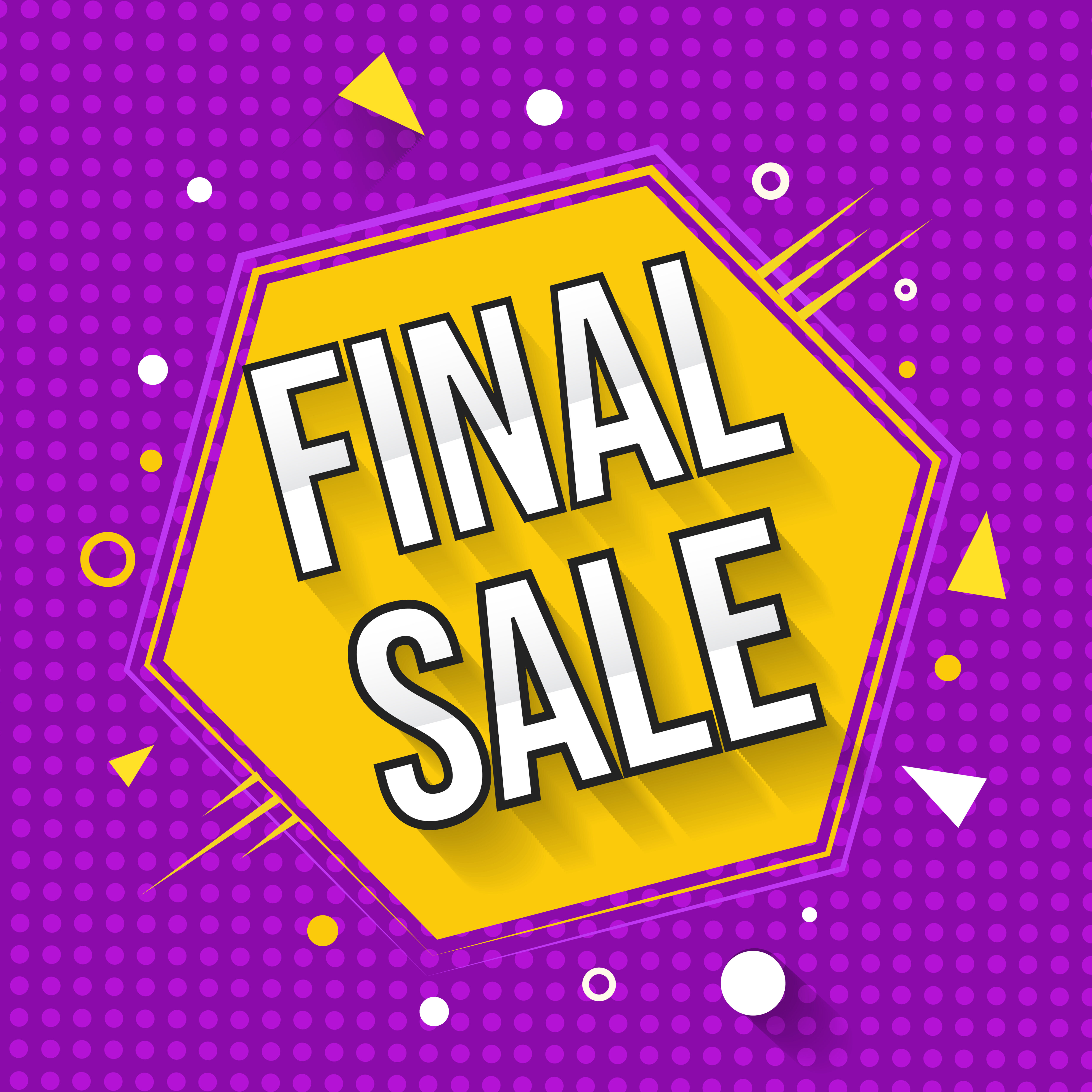 Final Sale Yellow Hexagon Discount Banner Free Vector