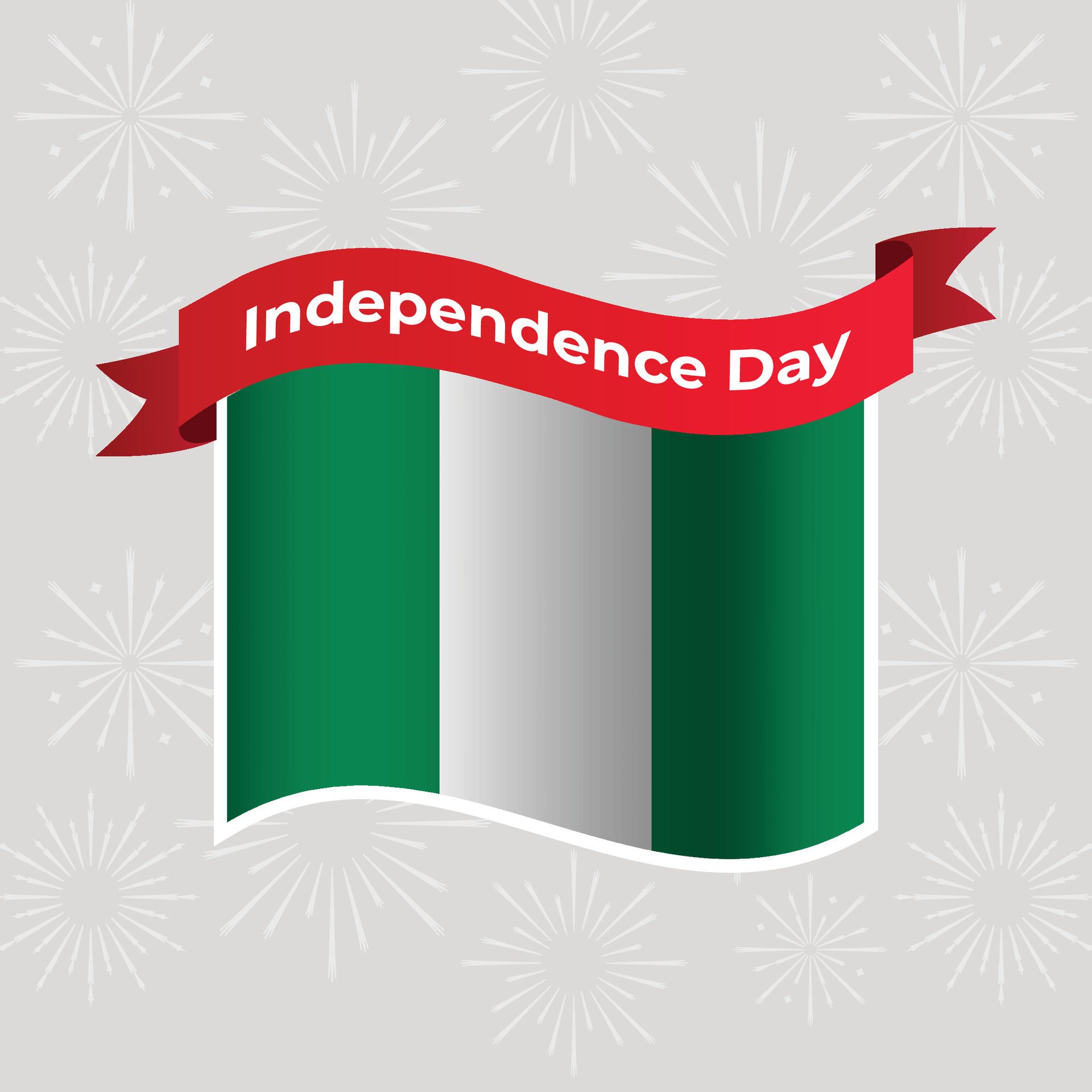 Nigeria Wavy Flag Independence Day Banner Background Free Vector