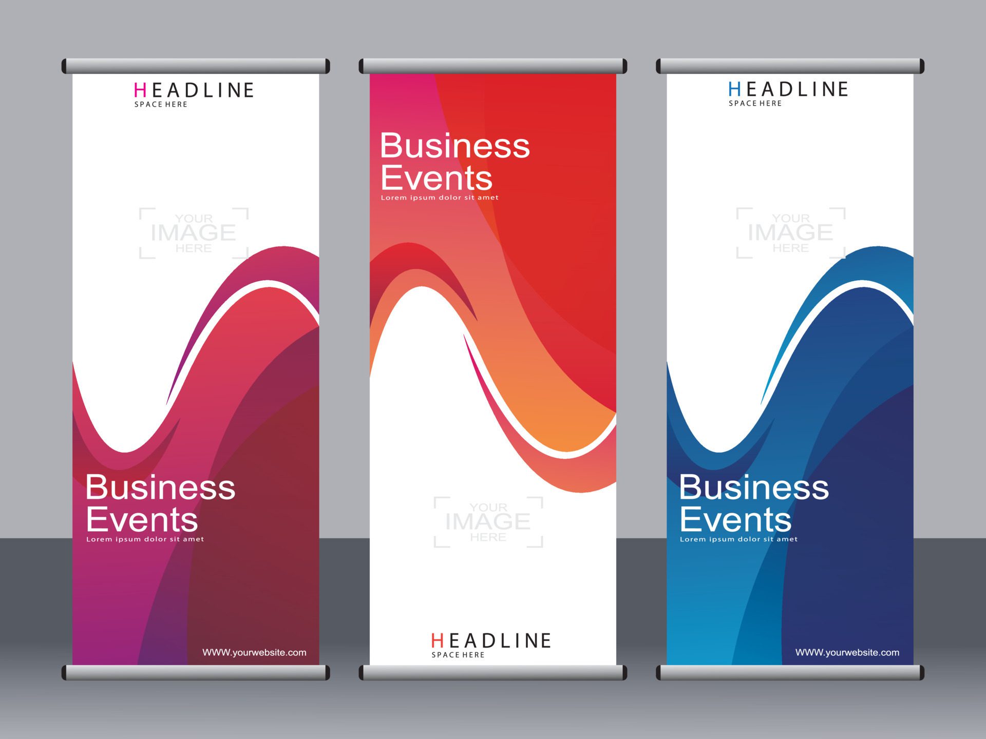 Business banner roll up set,standee banner template. Free Vector