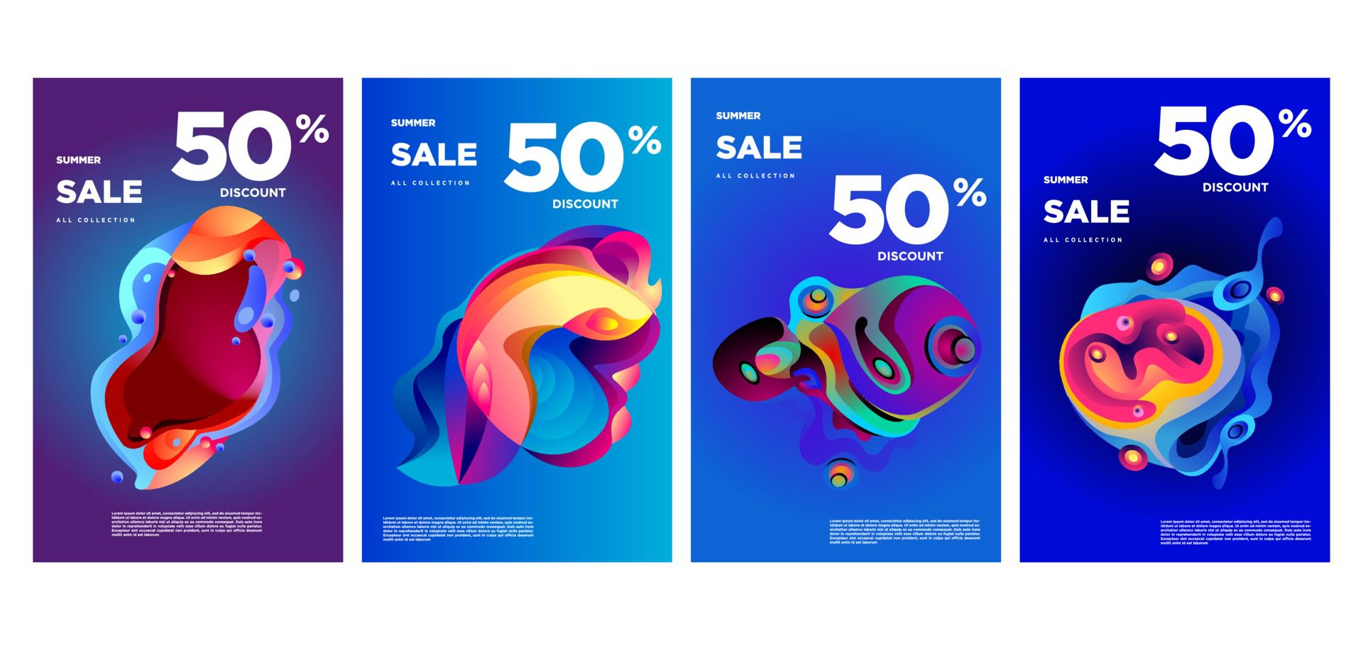 Summer sale discount colorful fluid and liquid banner Free Vector