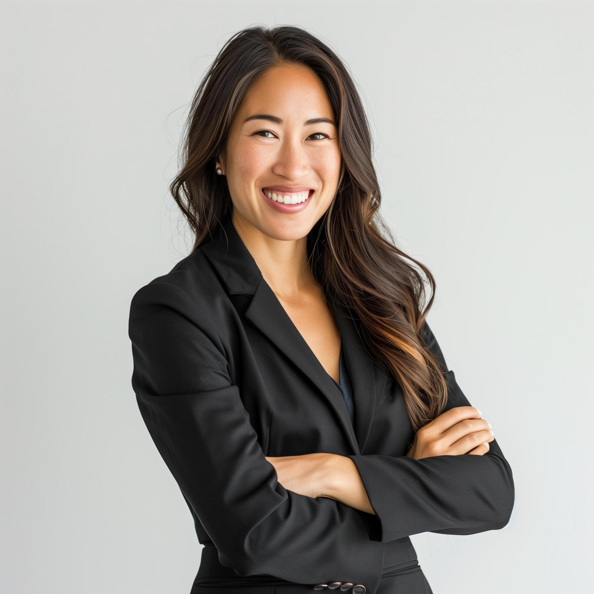 Asian Business Woman Smiling to Camera with Arm Crossed Stock Free