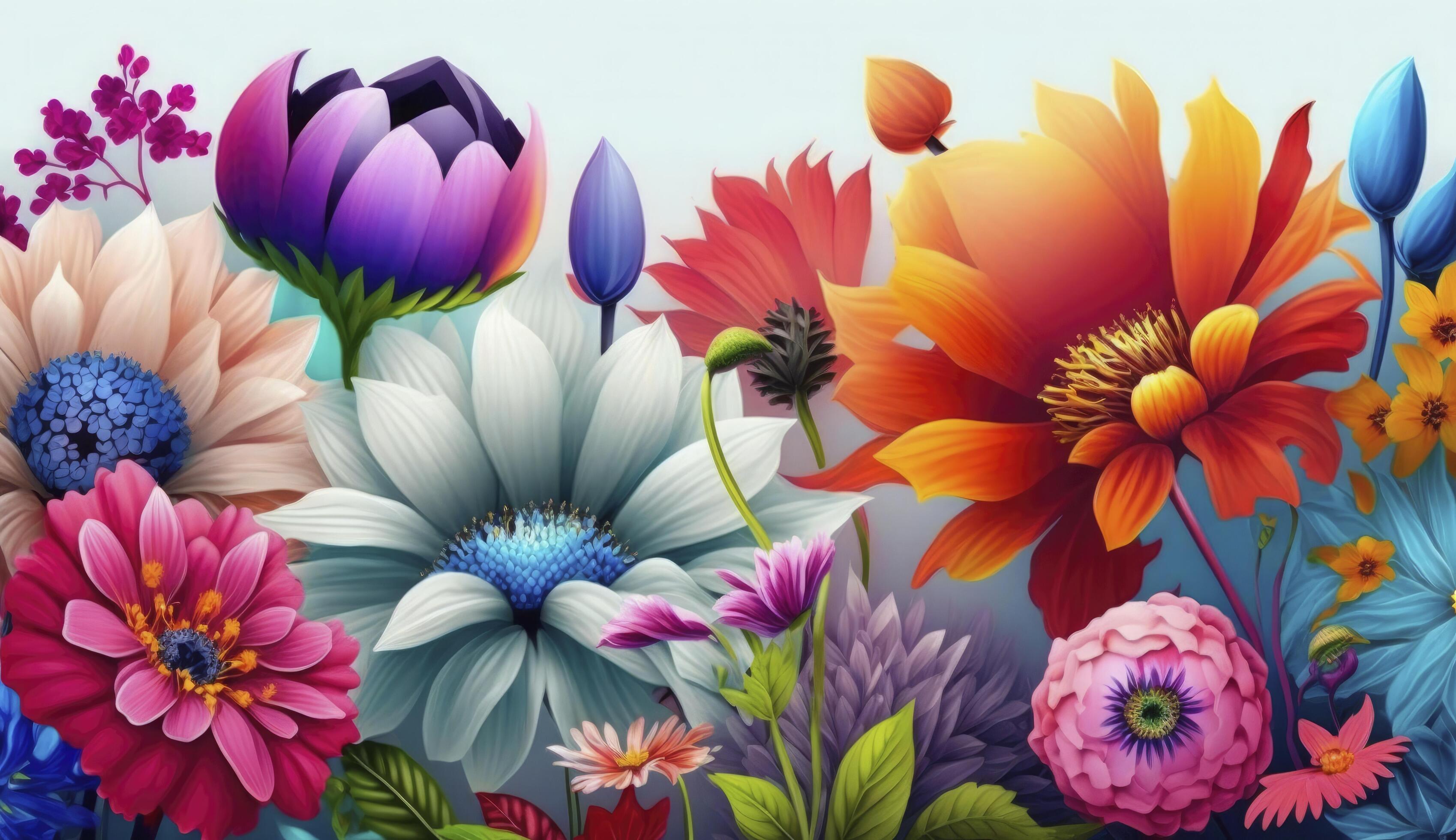 Colorful flower panorama background. Stock Free