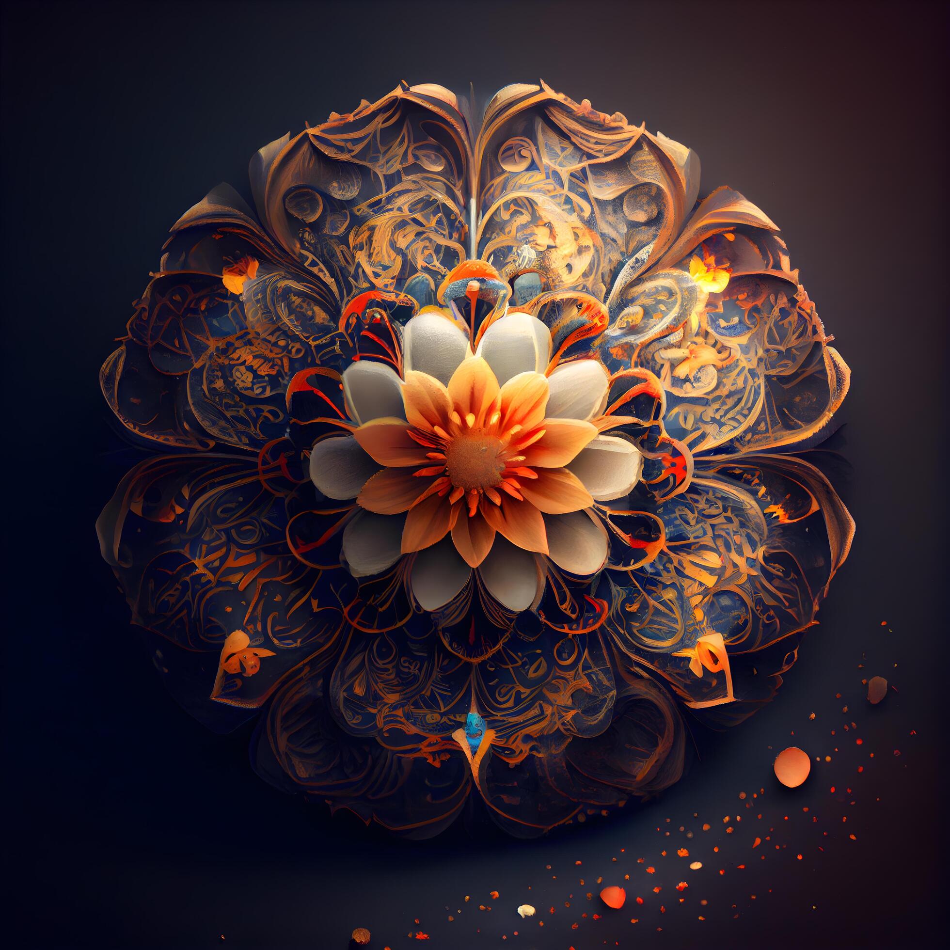 Fractal flower. Digital art painting. 3D rendering., Image Stock Free