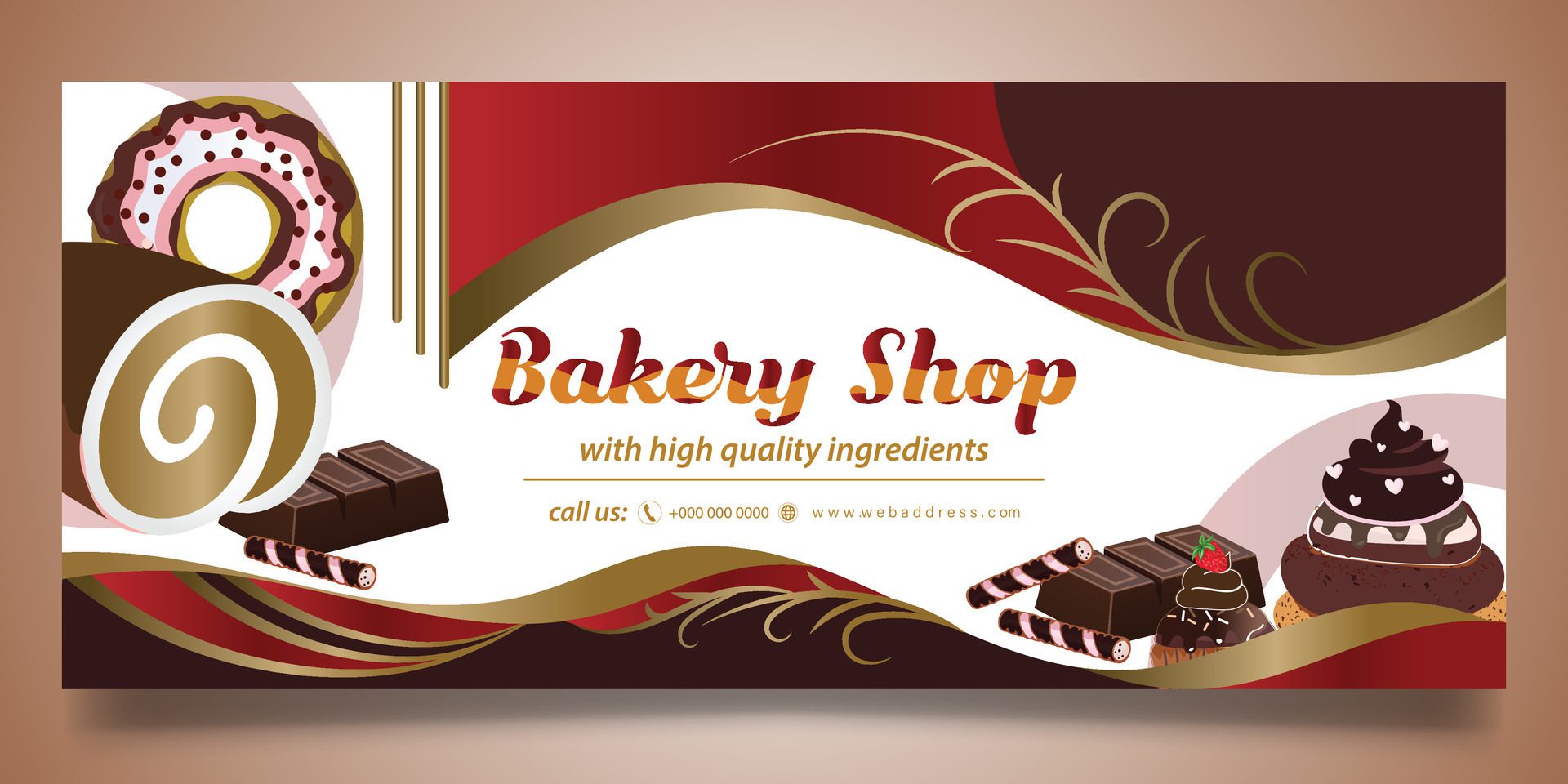 Bakery Shop banner design Free Vector