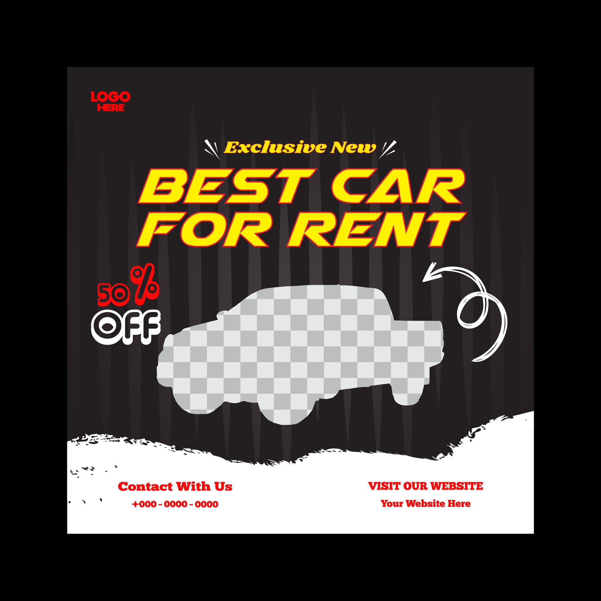 car rent or sale post design and social media banner template Free Vector