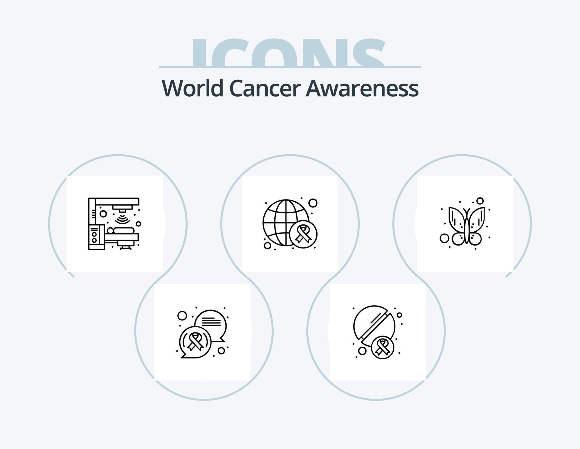 World Cancer Awareness Line Icon Pack 5 Icon Design. presentation. cancer day. arrow. sign. female Stock Free