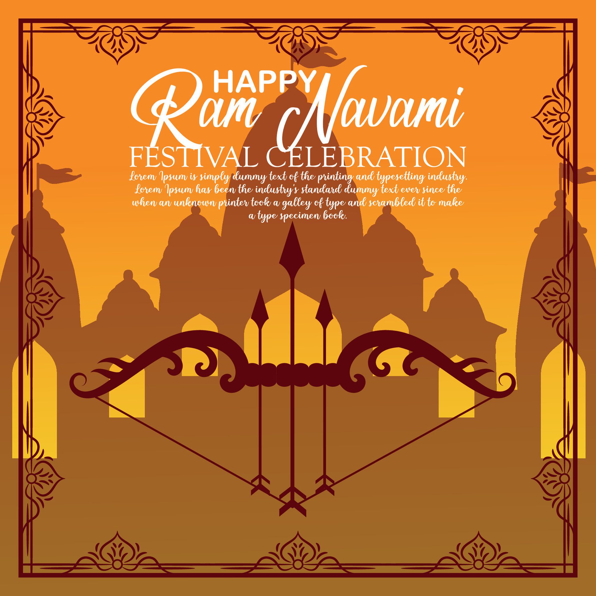 Happy Ram Navami cultural Banner Hindu festival vertical post wishes celebration card Ram Navami celebration background Free Vector