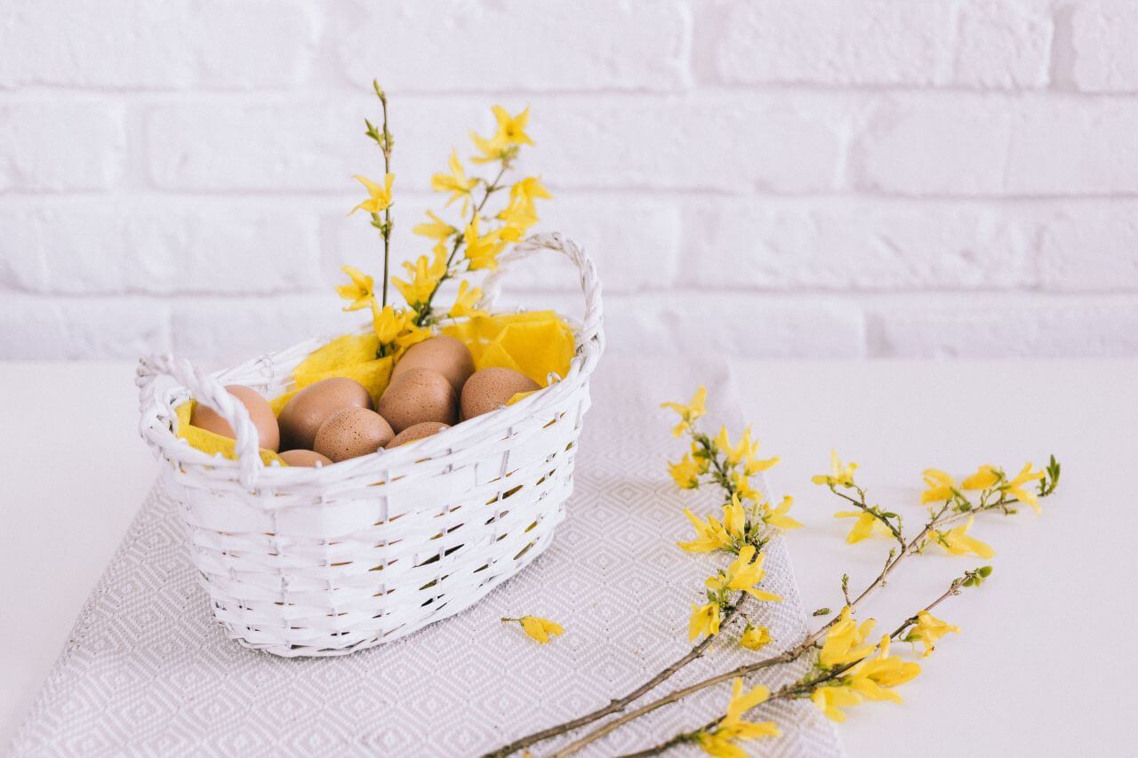 White Basket Eggs Stock Free