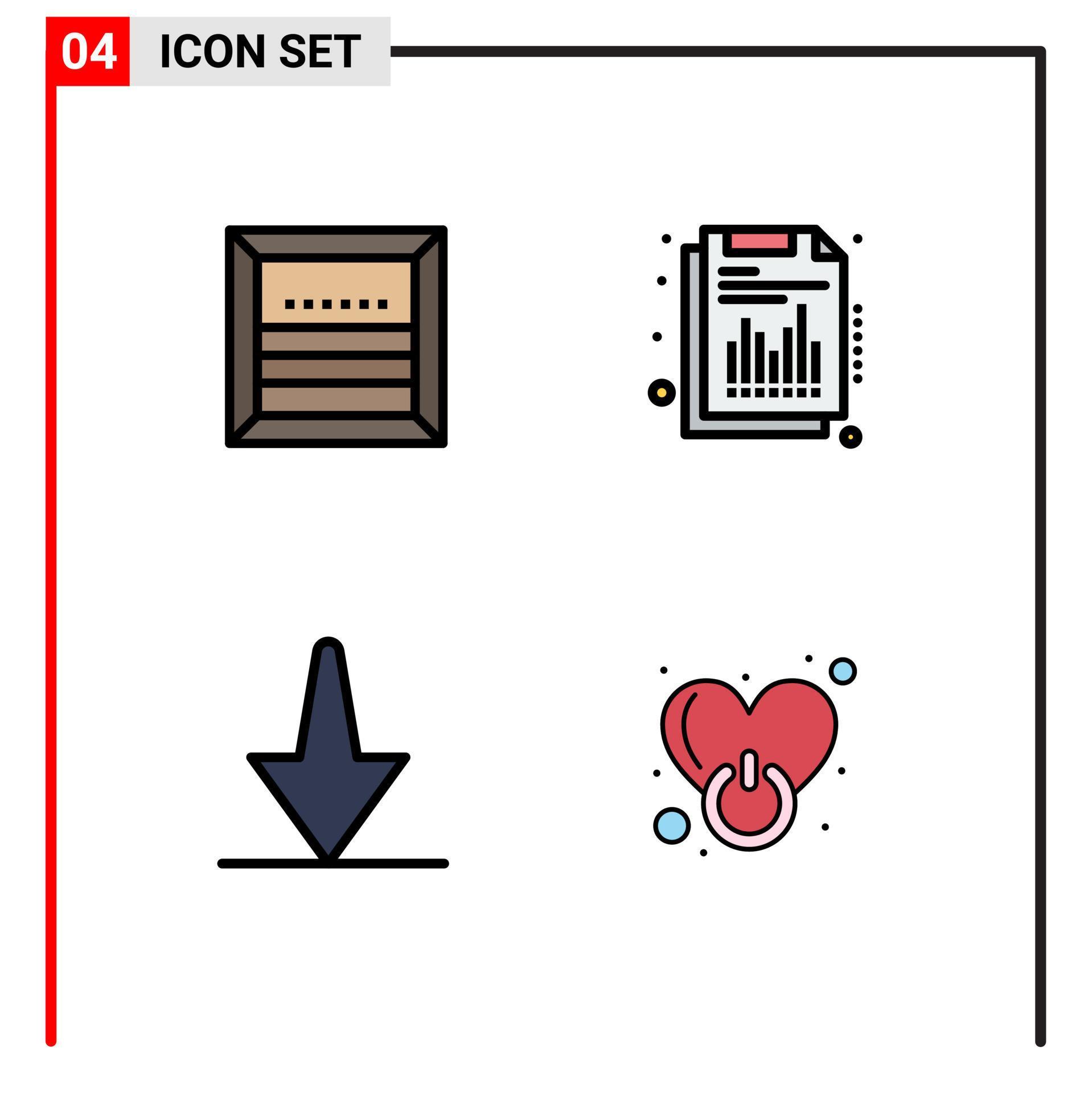 Set of 4 Modern UI Icons Symbols Signs for box arrow e financial down Editable Vector Design Elements Stock Free