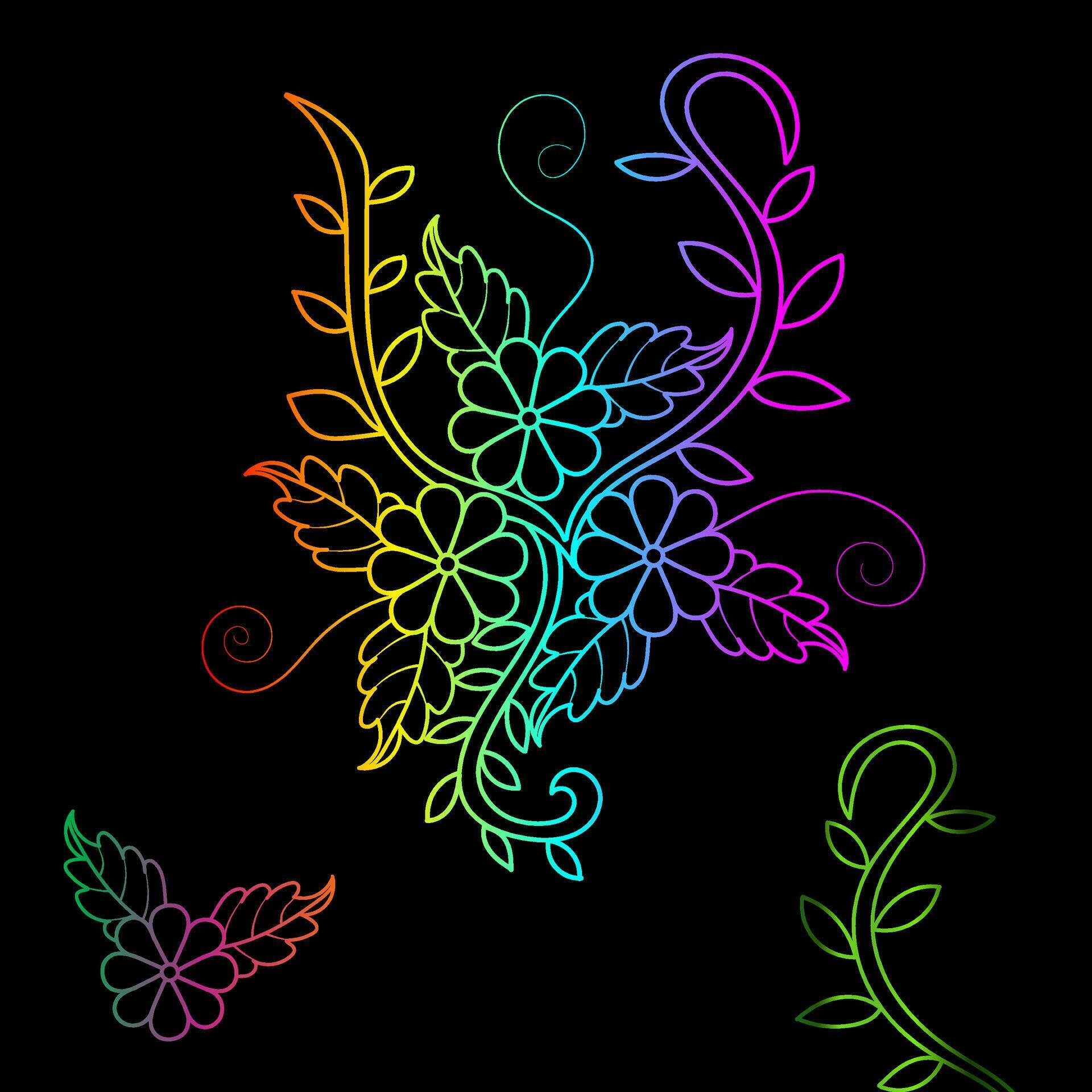 Rainbow color line art floral vector illustration, colorful vintage decorative vector template, rainbow color flower ornaments. Stock Free and Free SVG