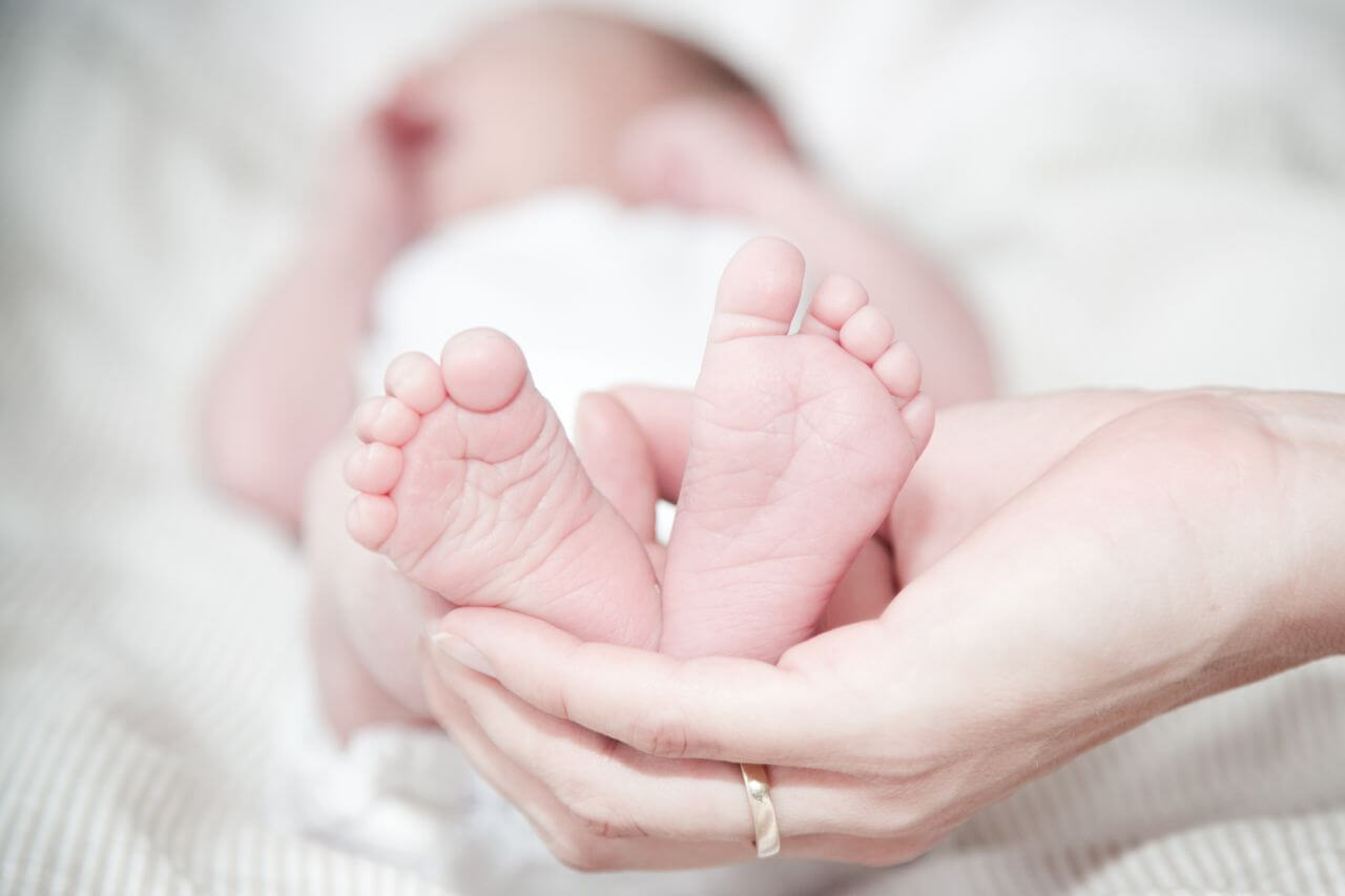 Tiny Baby Feet Woman Hand Stock Free